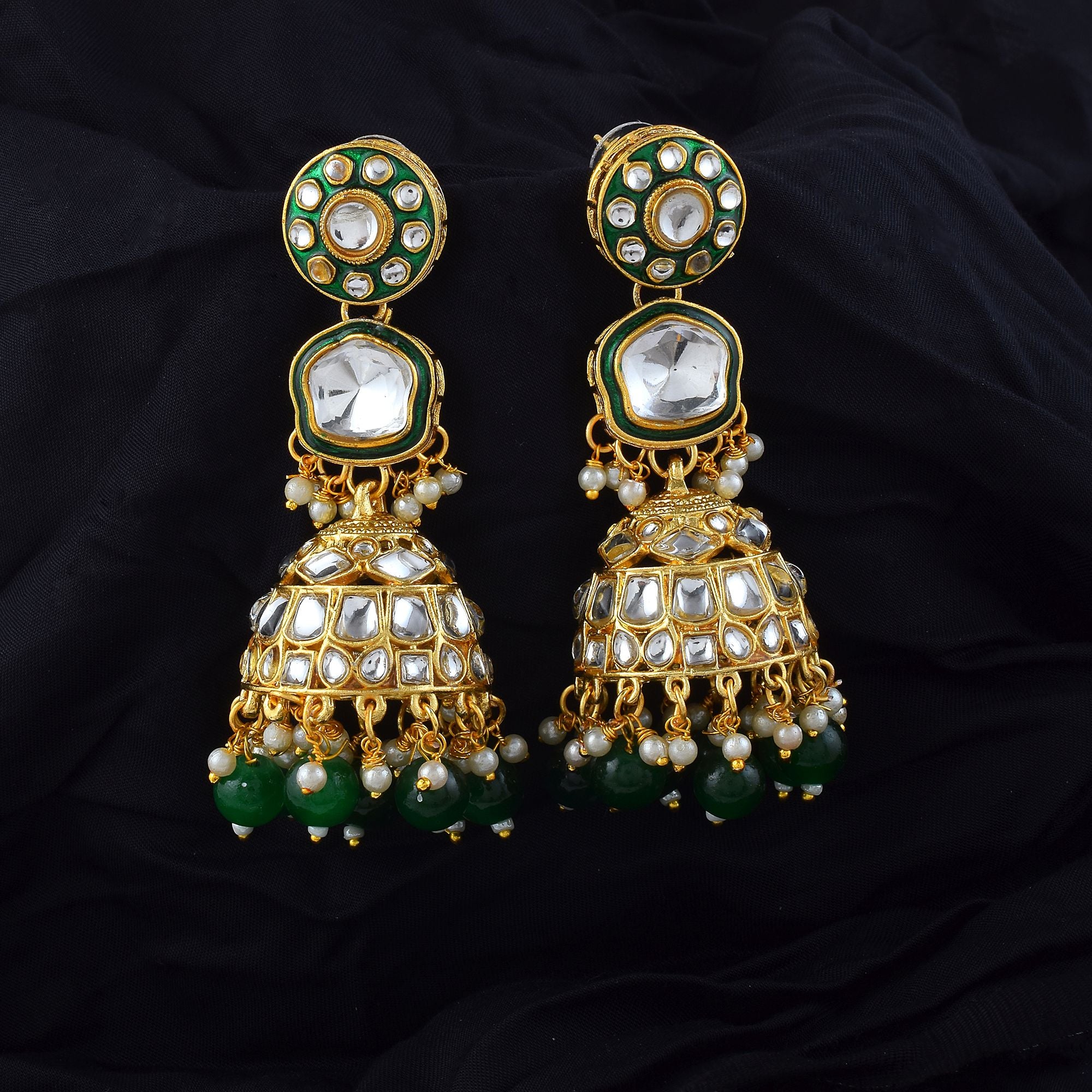 Kundan Ohrringe - Jumkha | gold | grün