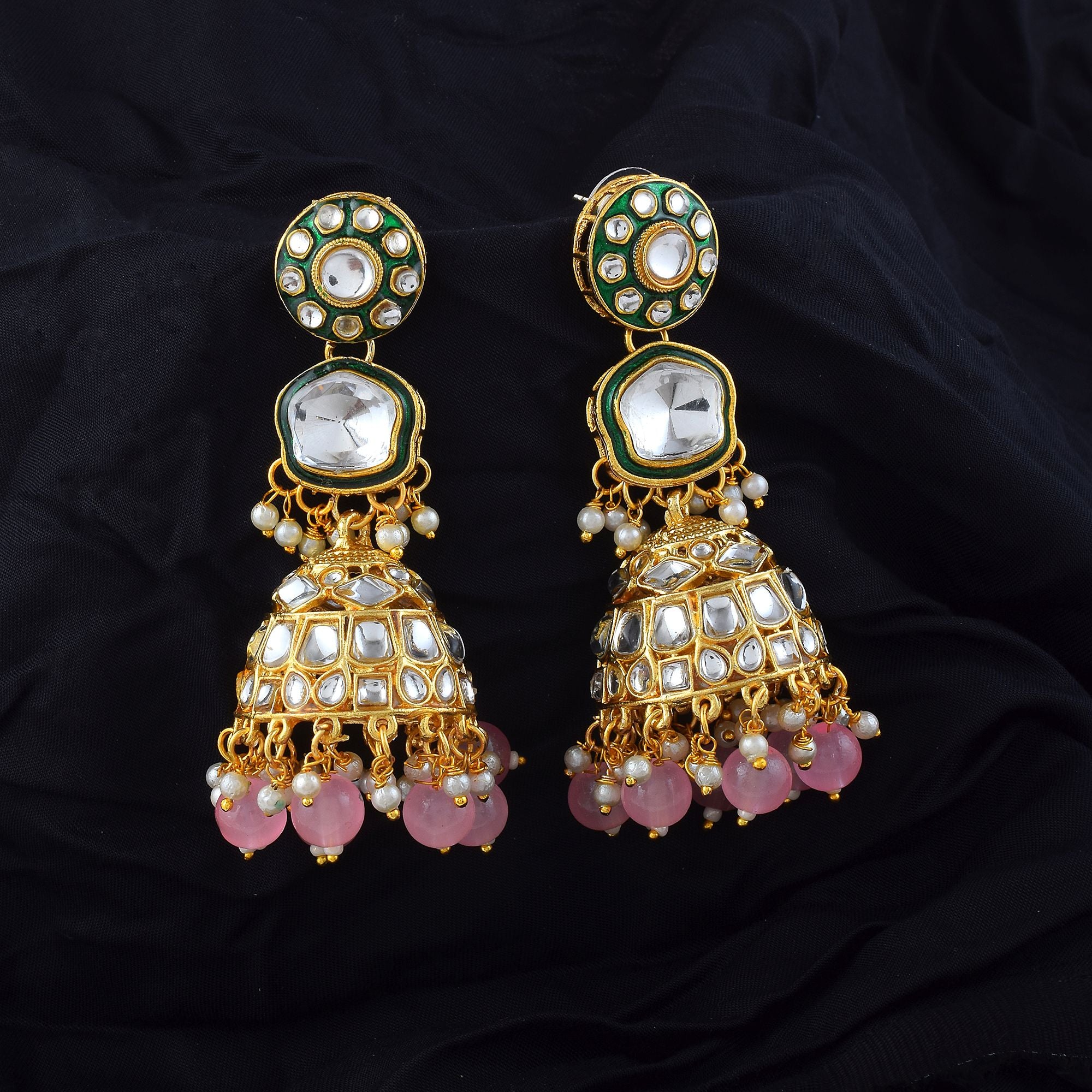 Kundan Ohrringe - Jumkha | gold | rosa