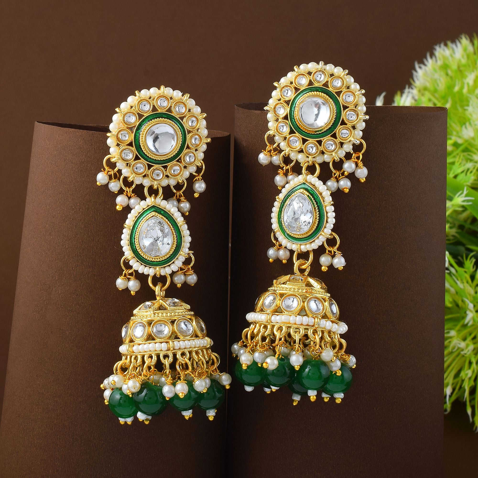 Kundan Ohrringe - Jumkha | gold | grün
