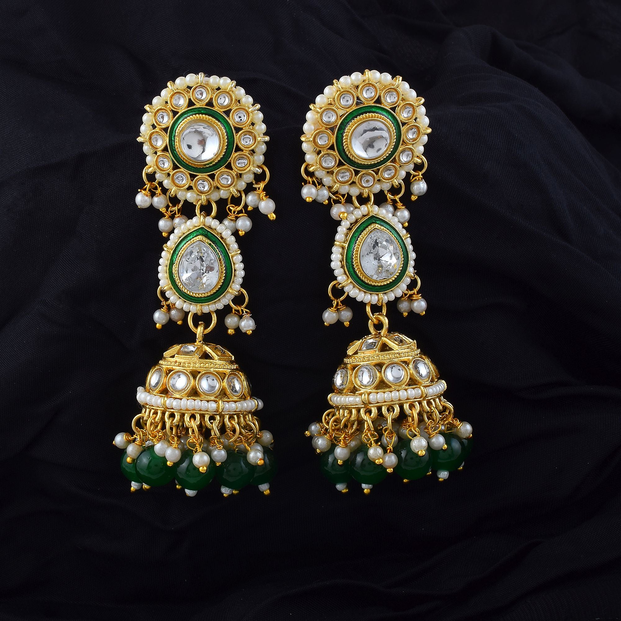 Kundan Ohrringe - Jumkha | gold | grün