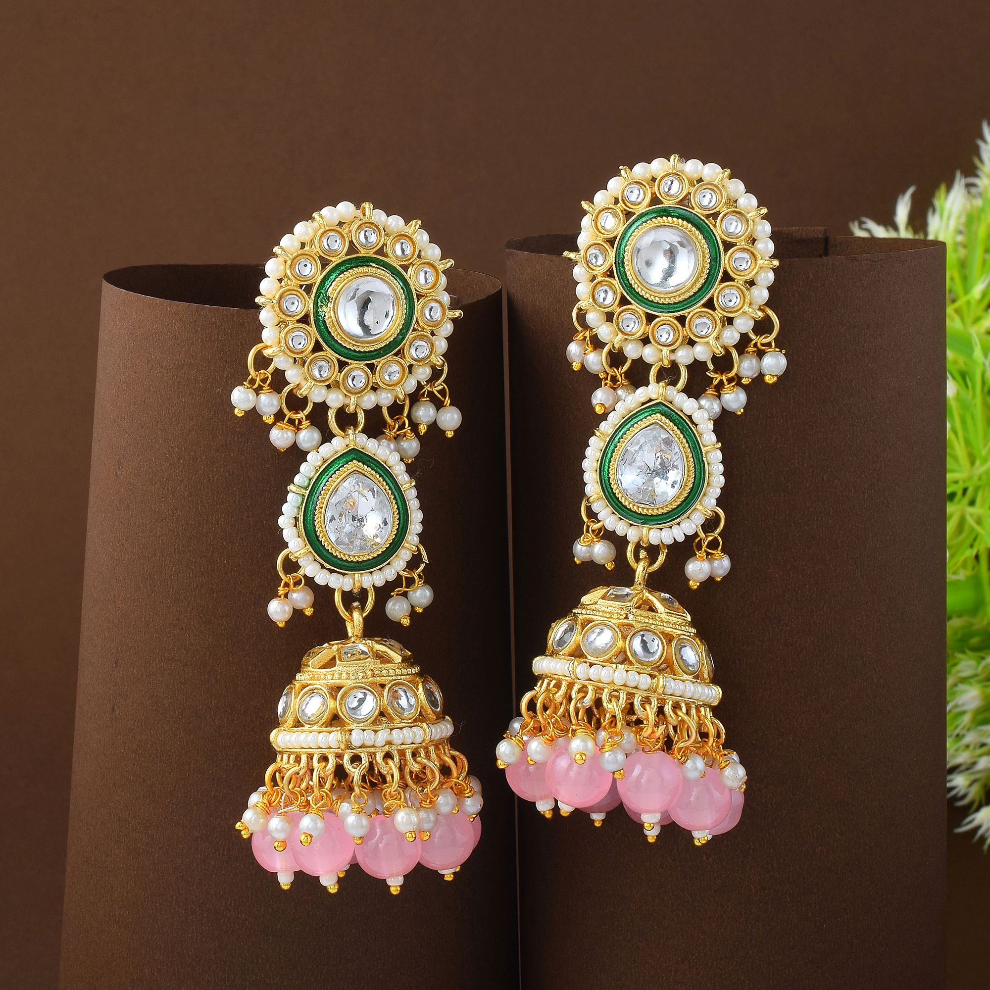 Kundan Ohrringe - Jumkha | gold | rosa