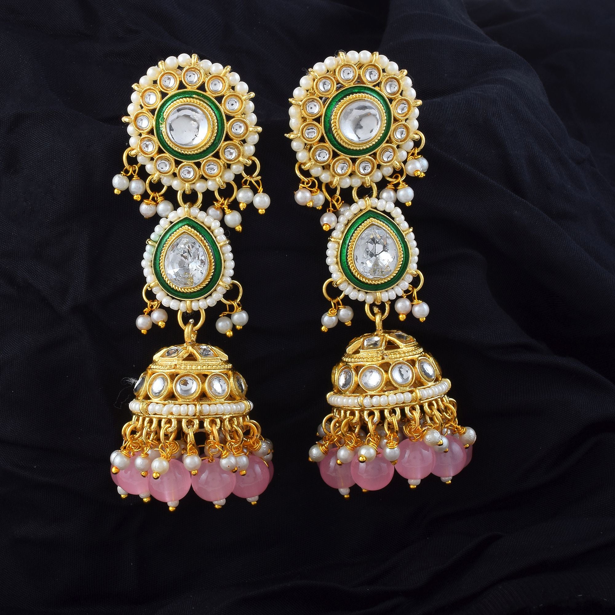 Kundan Ohrringe - Jumkha | gold | rosa