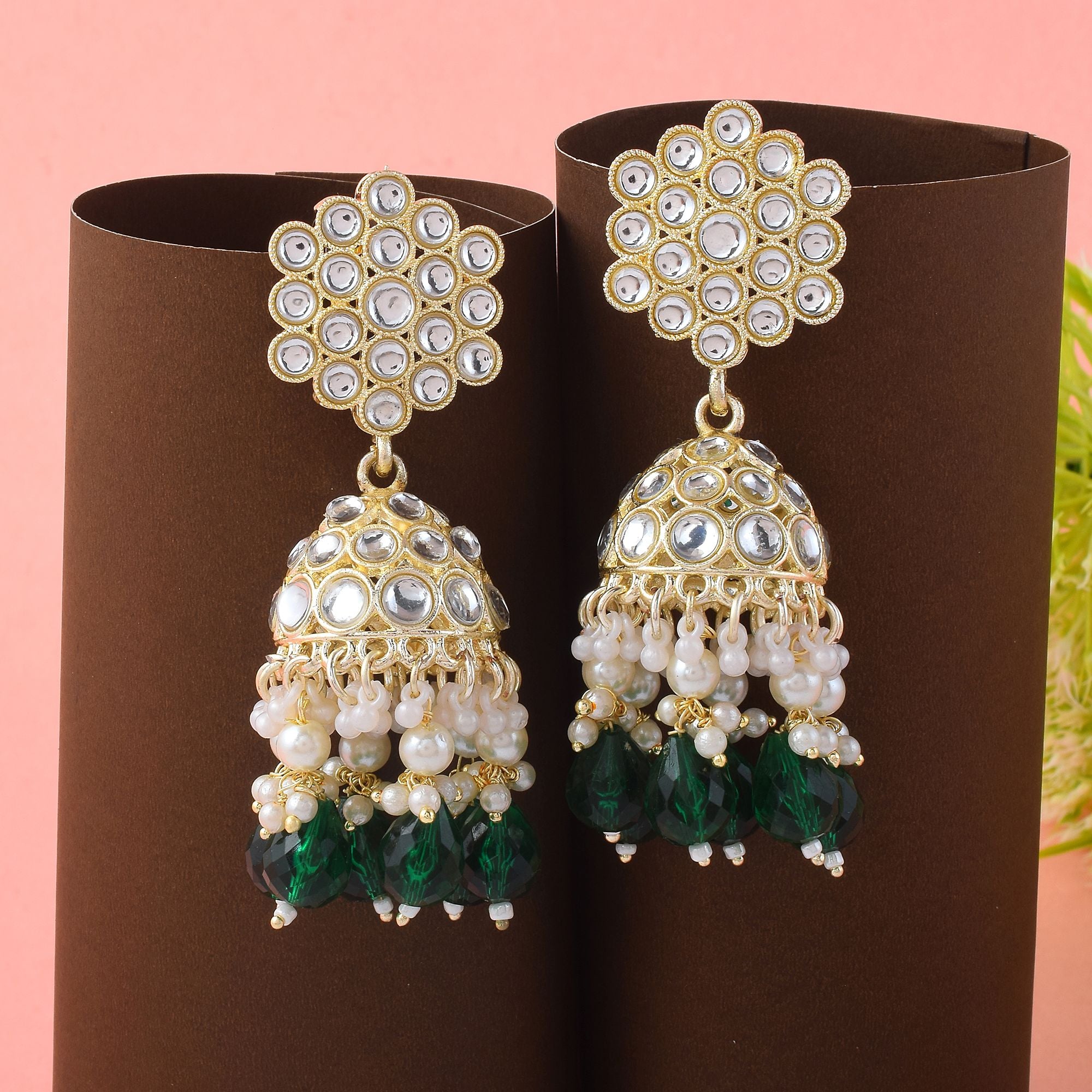 Kundan Ohrringe - Jumkha | gold | grün