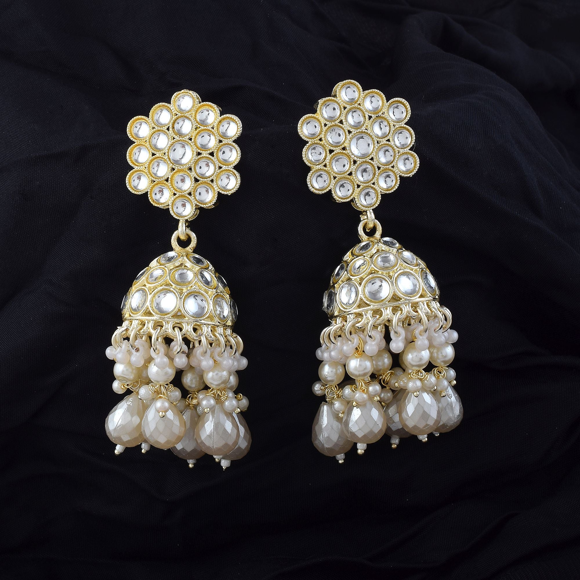 Kundan Ohrringe - Jumkha | gold | weiß