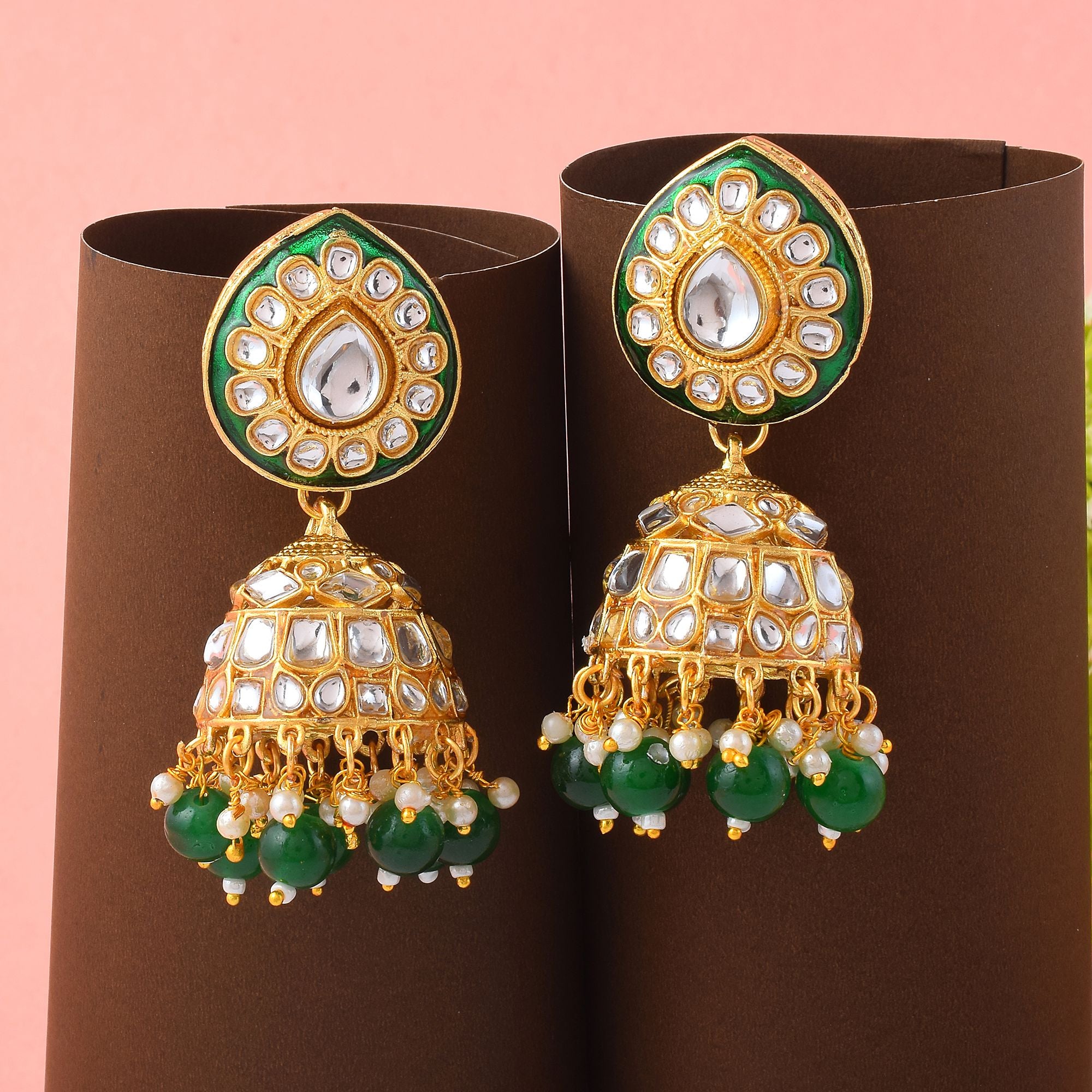 Kundan Ohrringe - Jumkha | gold | grün