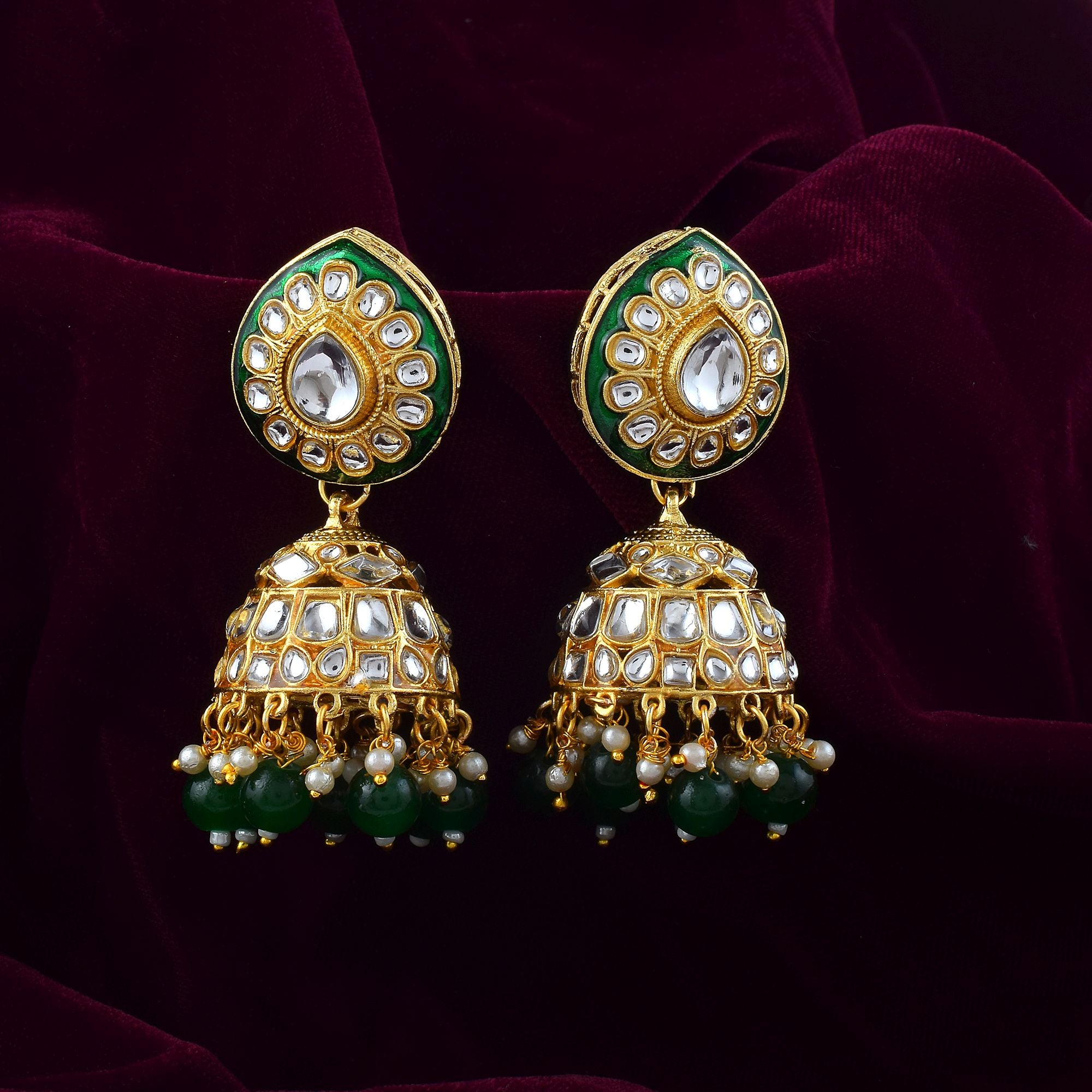 Kundan Ohrringe - Jumkha | gold | grün