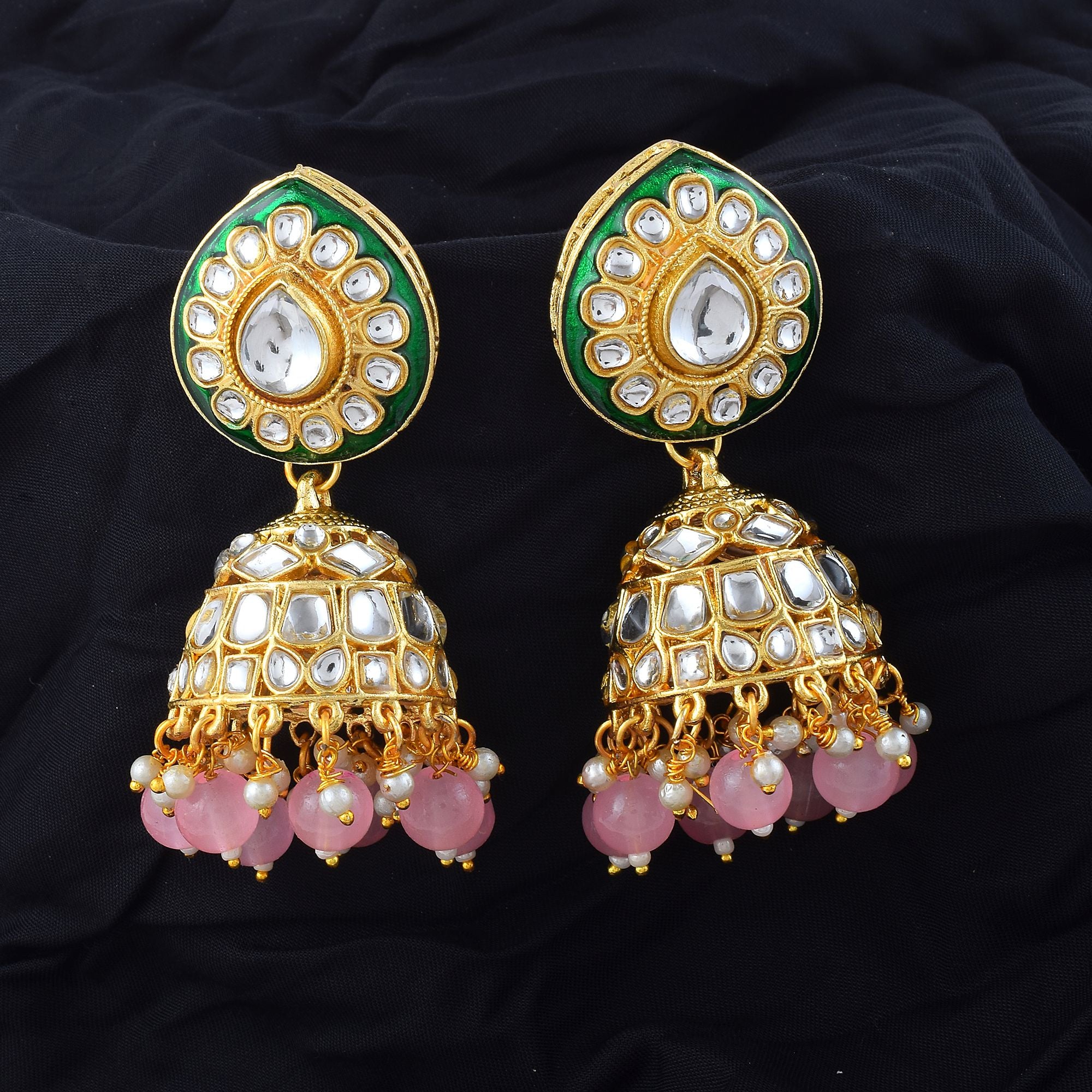 Kundan Ohrringe - Jumkha | gold | rosa