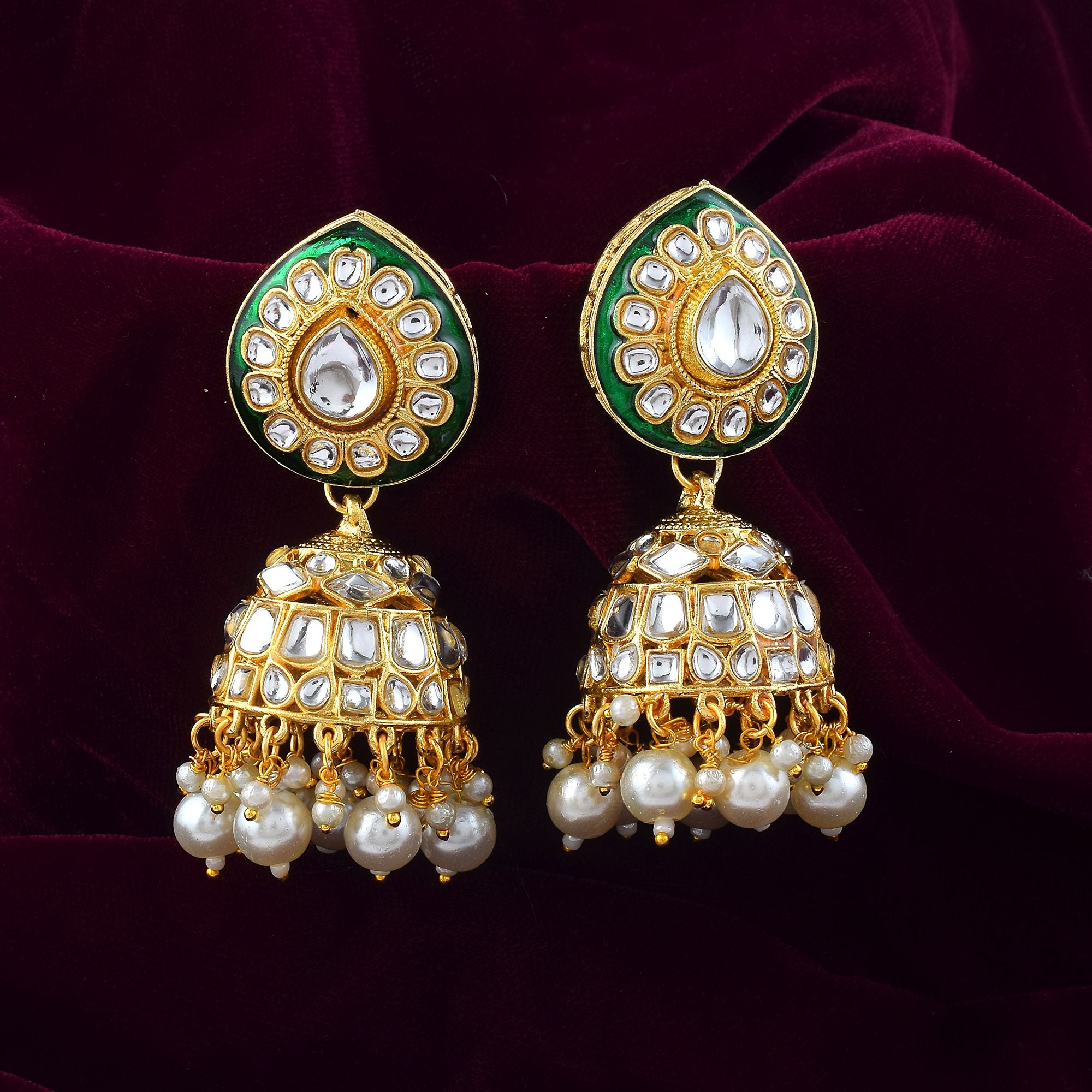 Kundan Ohrringe - Jumkha | gold | weiß