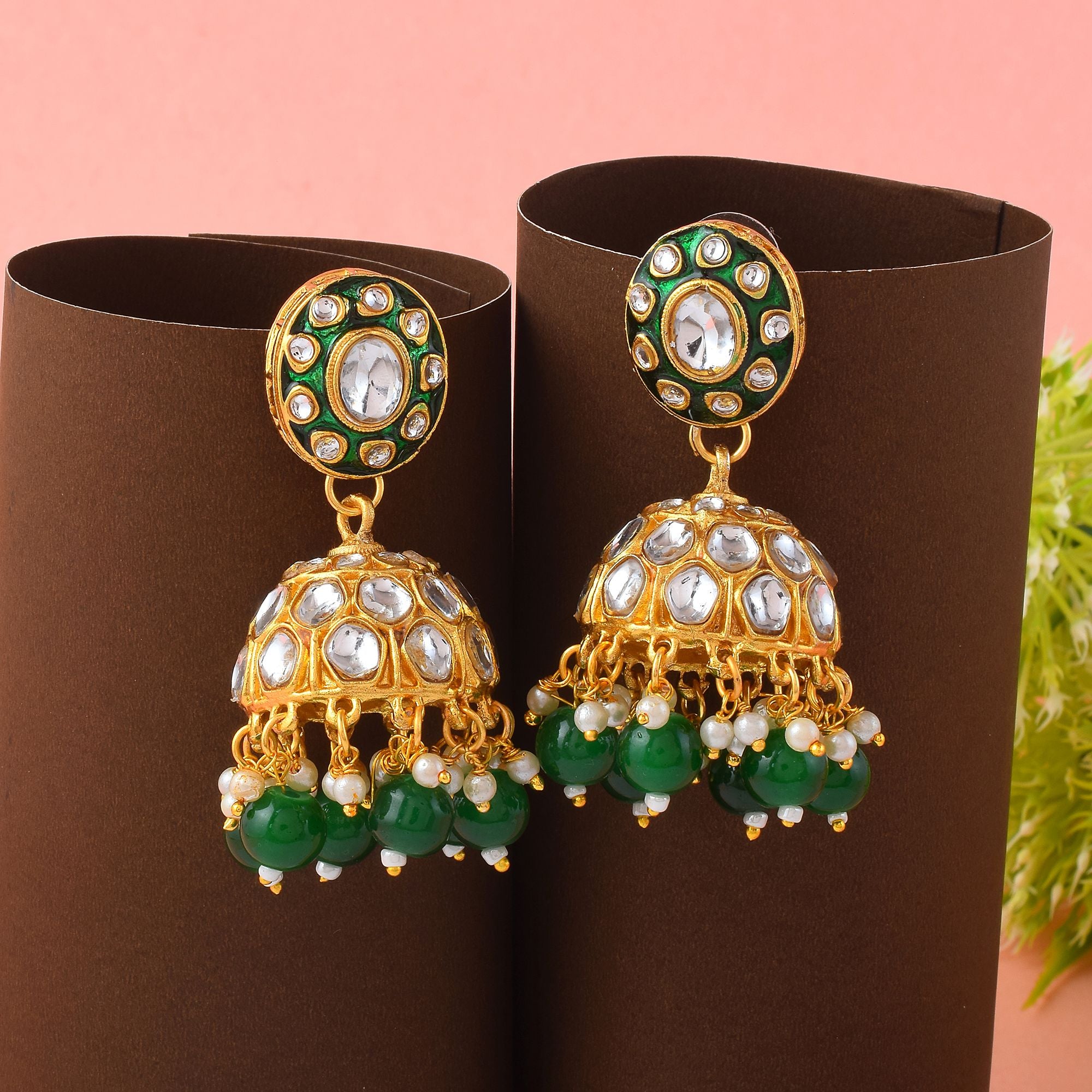 Kundan Ohrringe - Jumkha | gold | grün