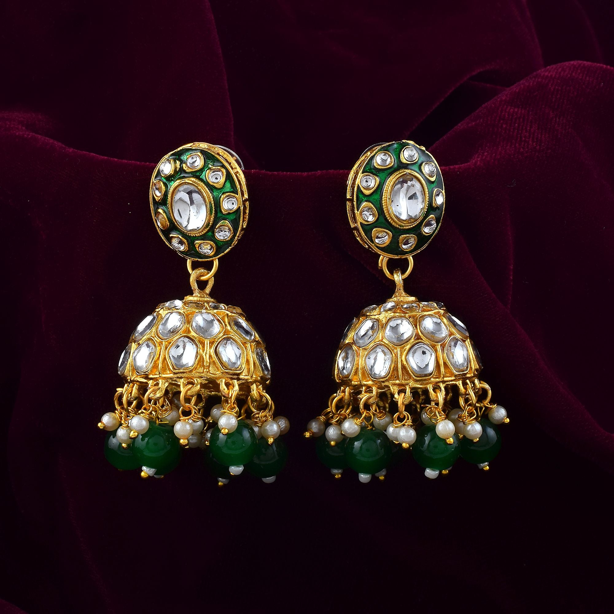 Kundan Ohrringe - Jumkha | gold | grün