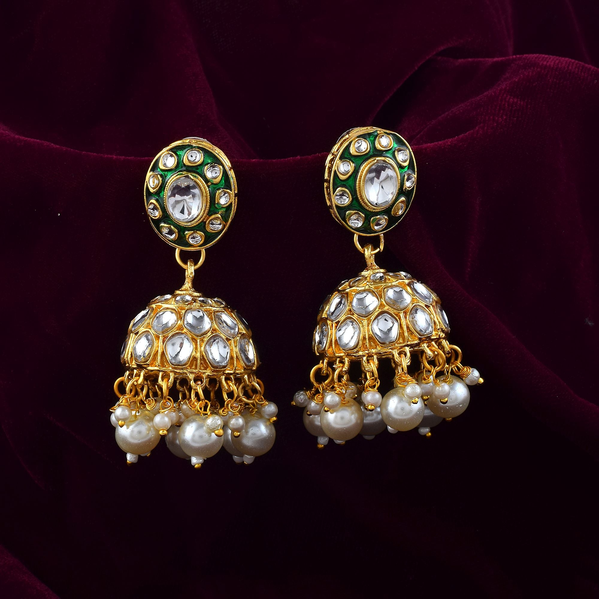 Kundan Ohrringe - Jumkha | gold | weiß