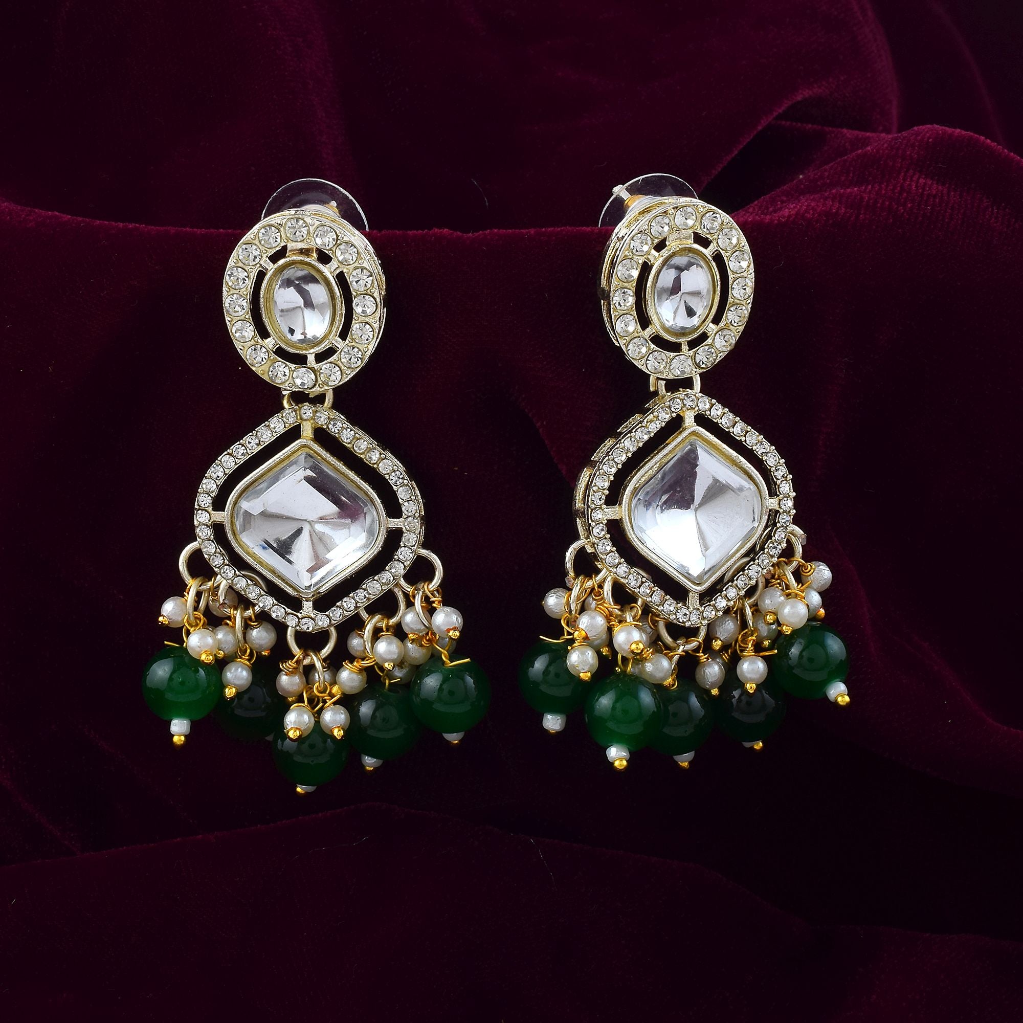 Kundan Ohrringe -  gold | grün