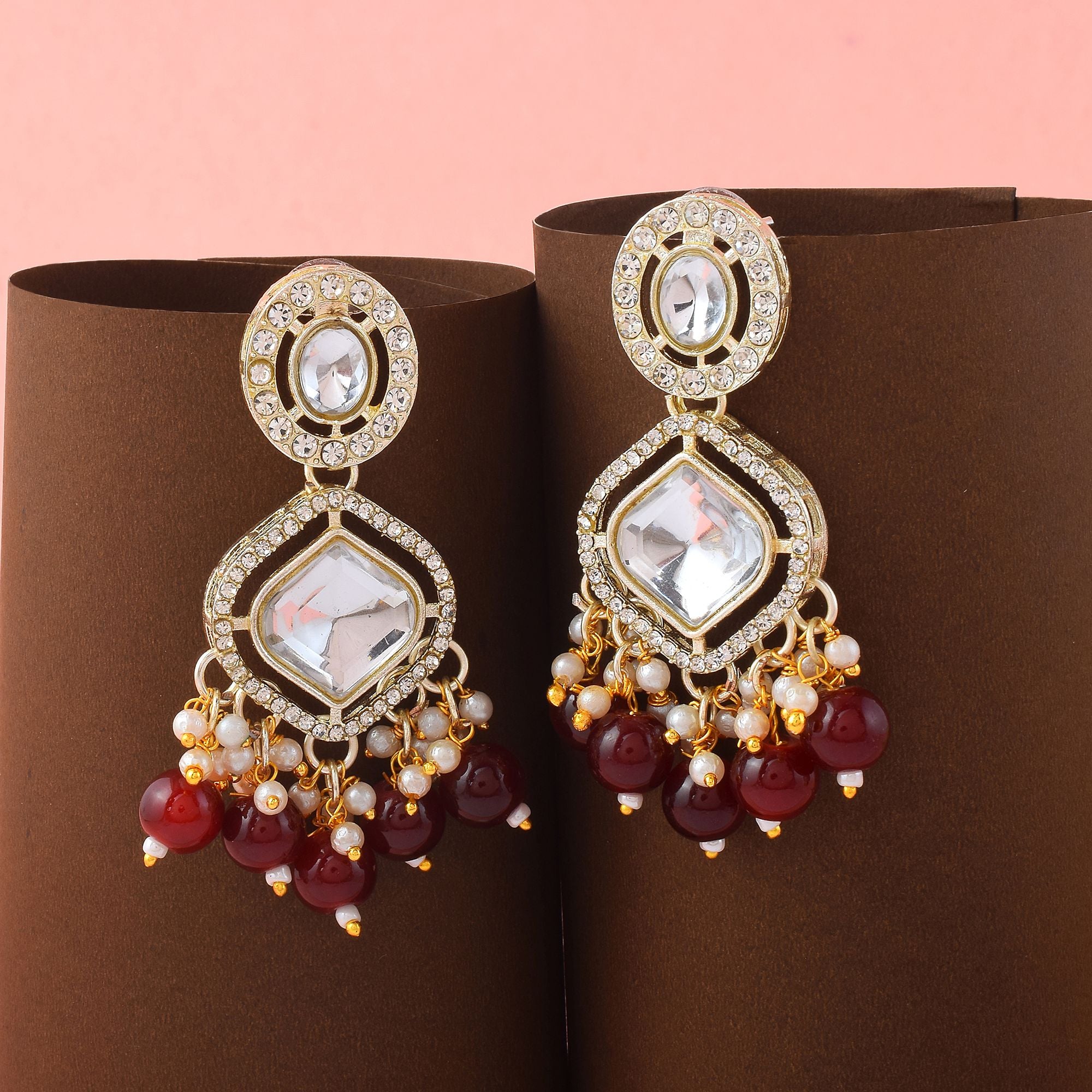 Kundan Ohrringe -  gold | maroon