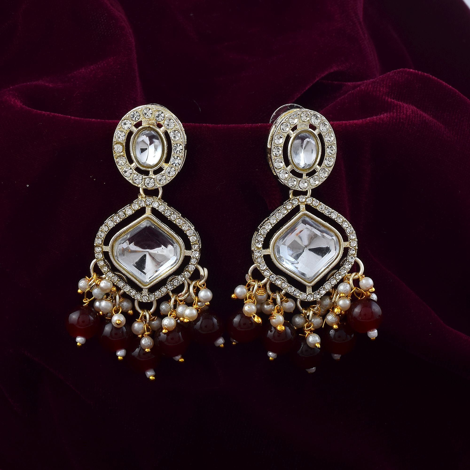 Kundan Ohrringe -  gold | maroon