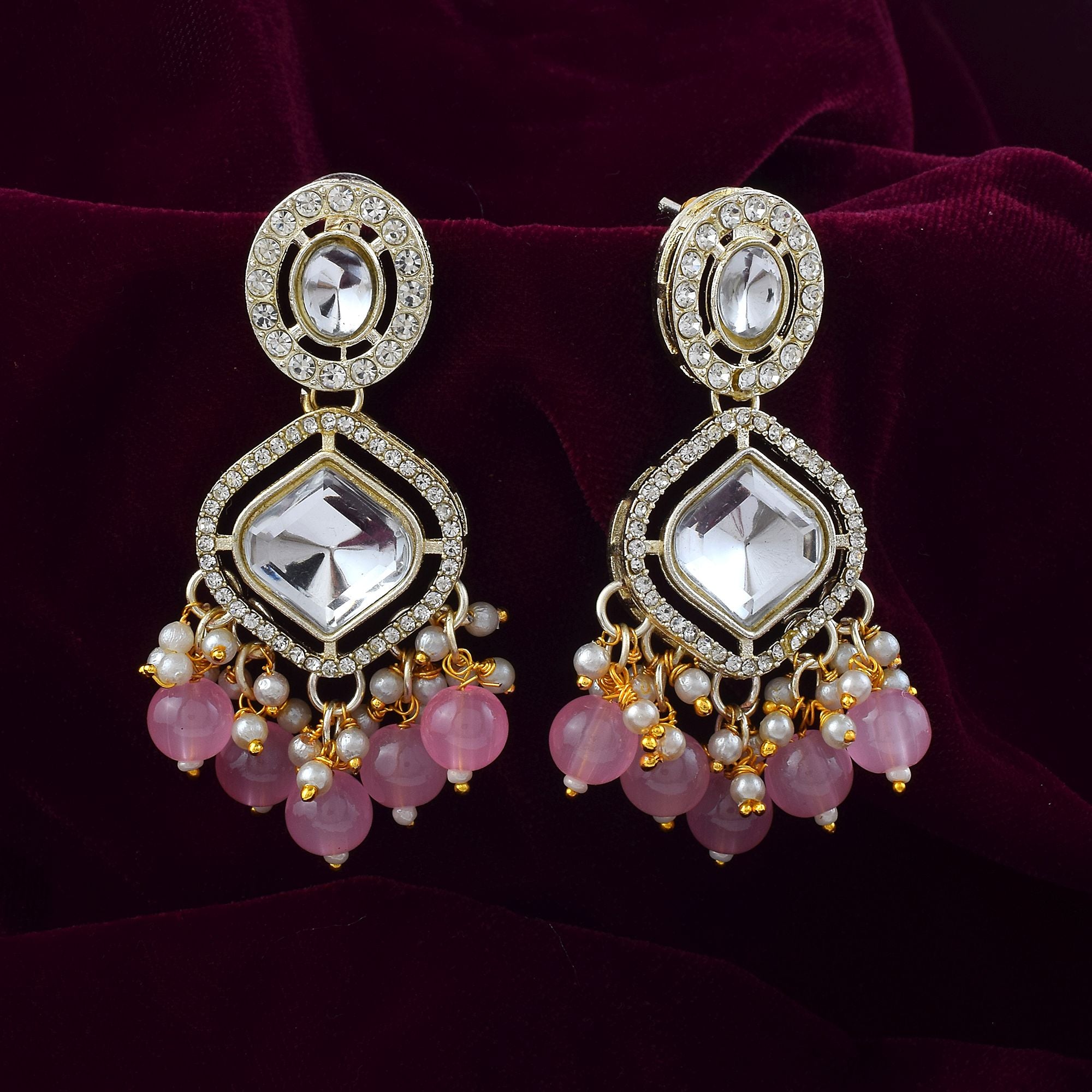 Kundan Ohrringe -  gold | rosa