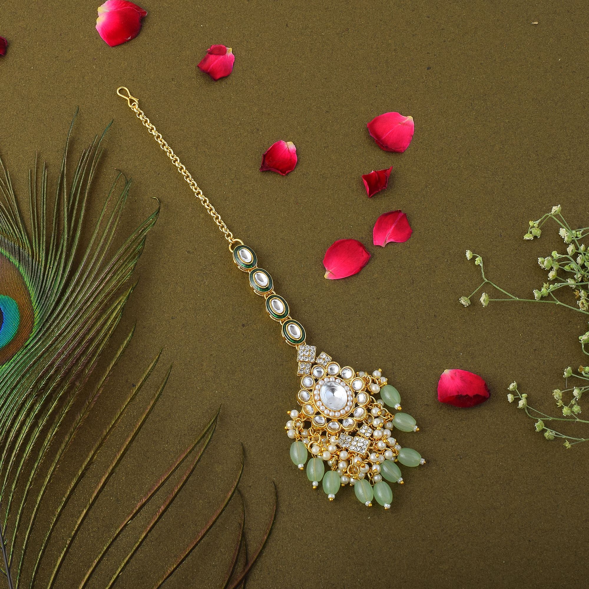 Kundan Maang Tikka - gold| mint