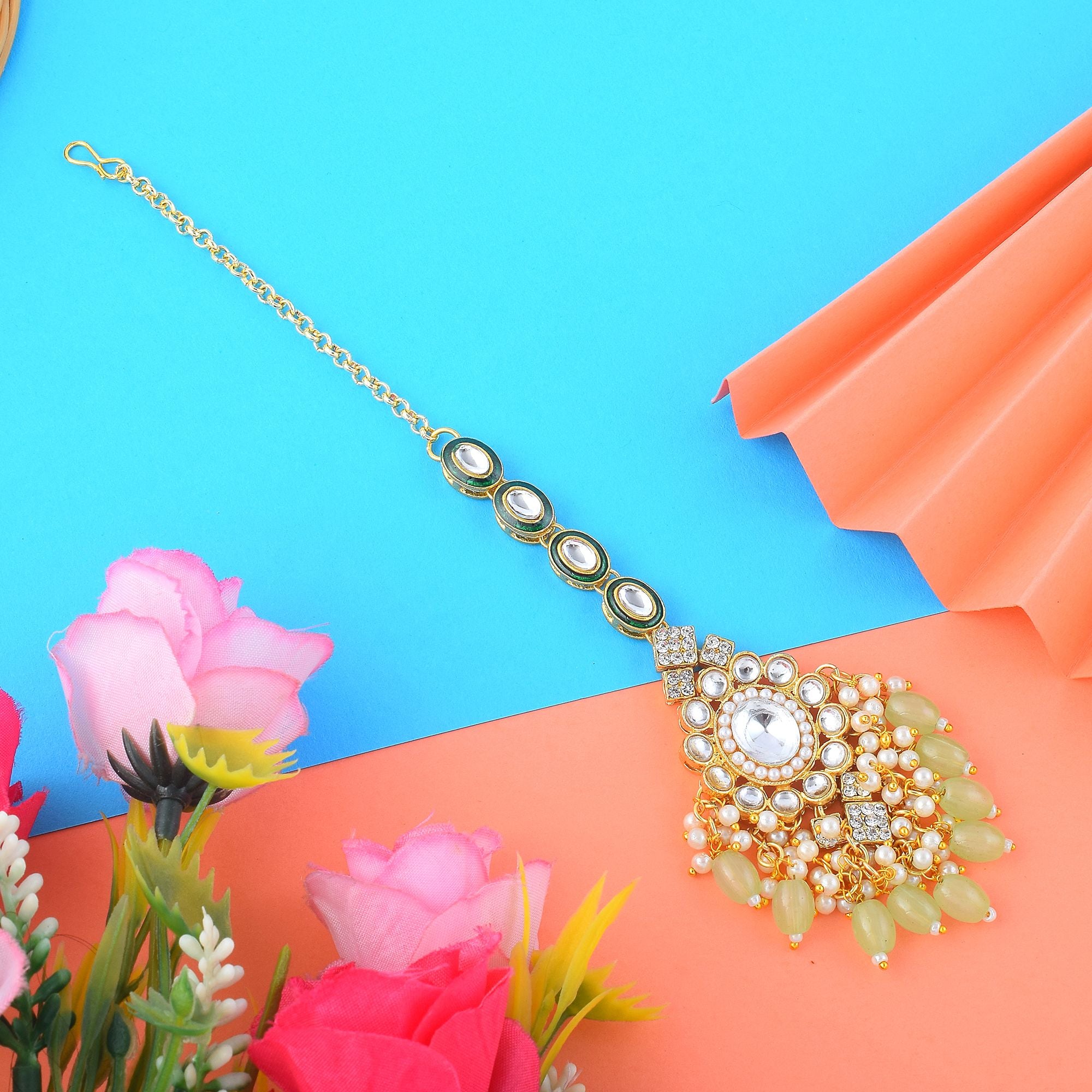 Kundan Maang Tikka - gold| mint