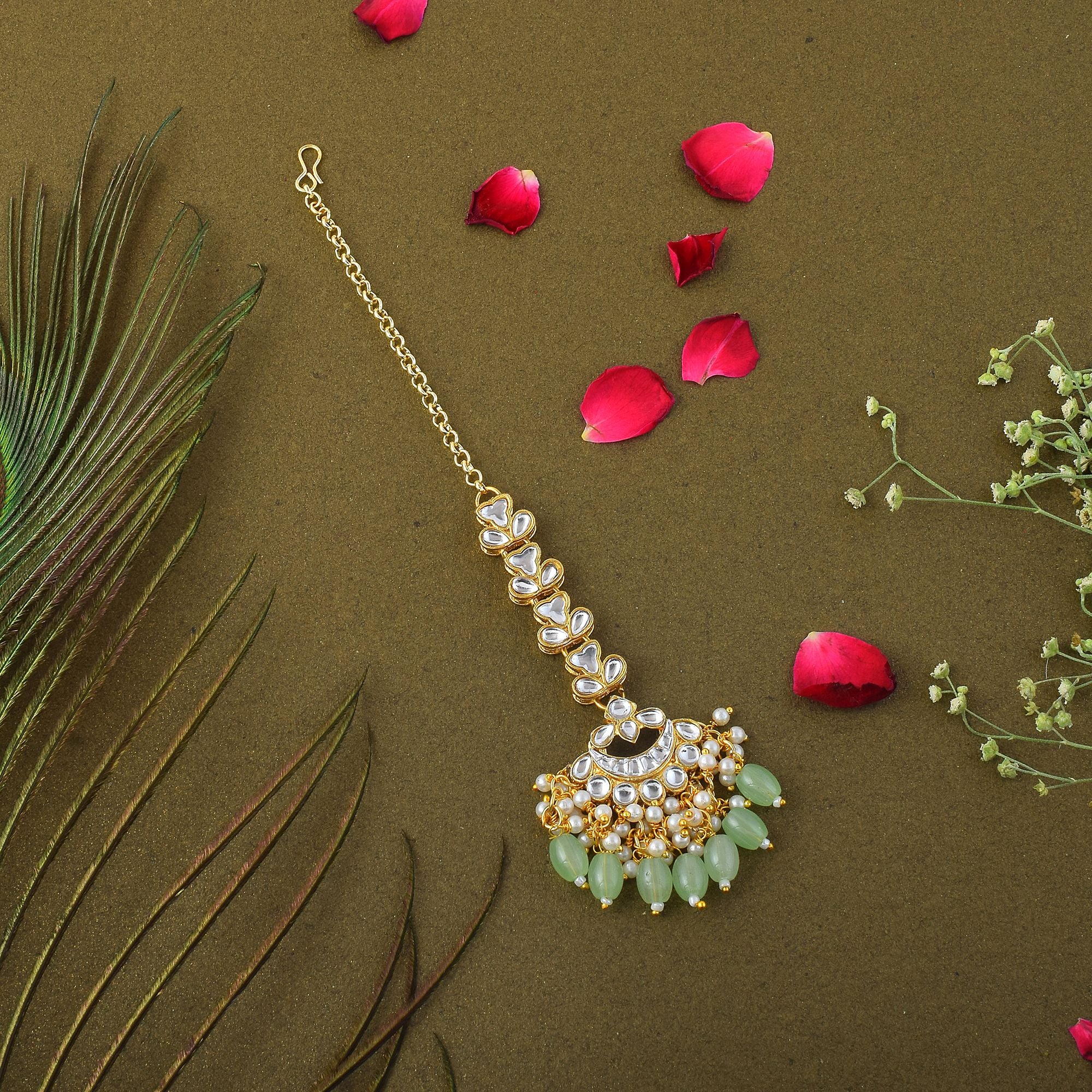 Kundan Maang Tikka - gold| mint
