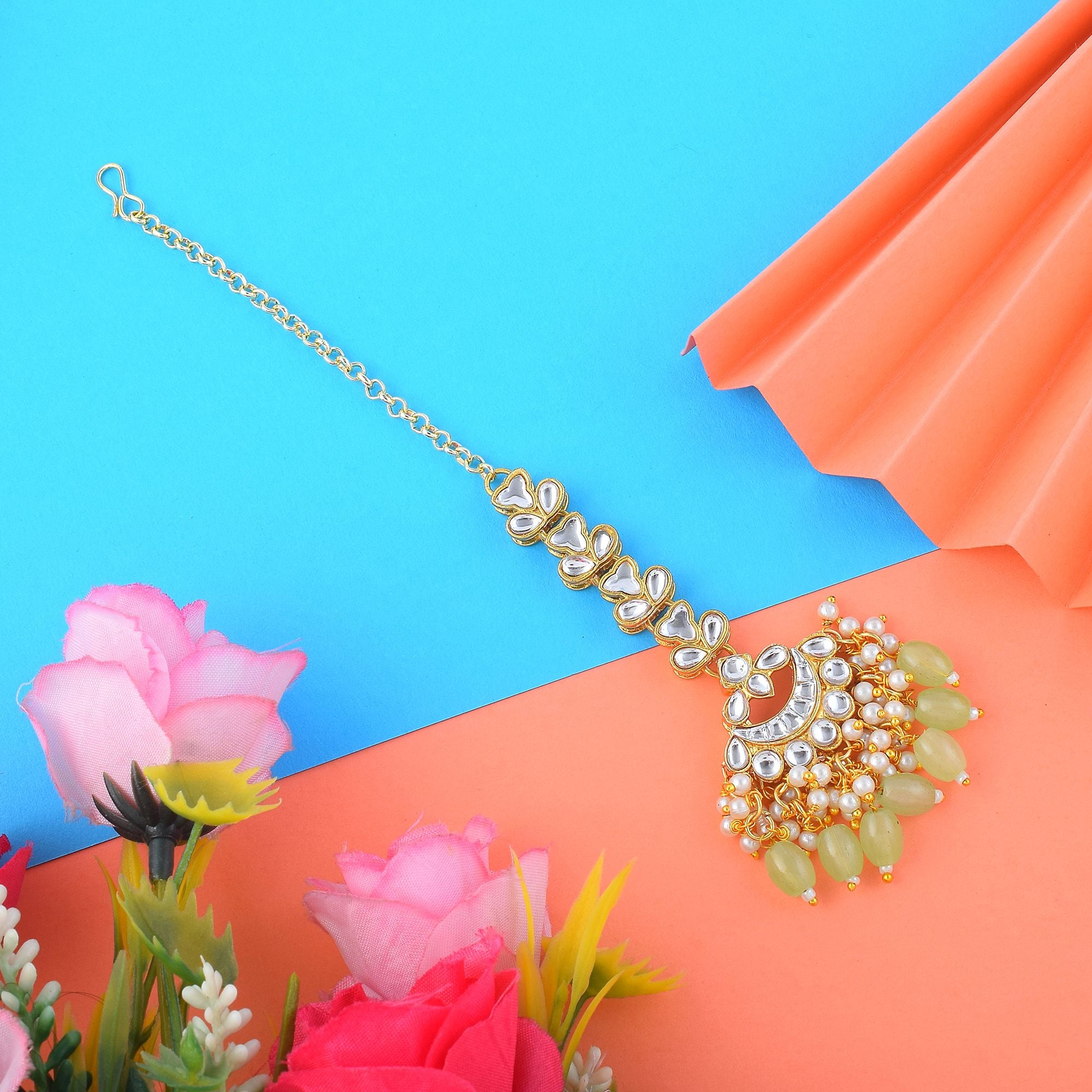 Kundan Maang Tikka - gold| mint