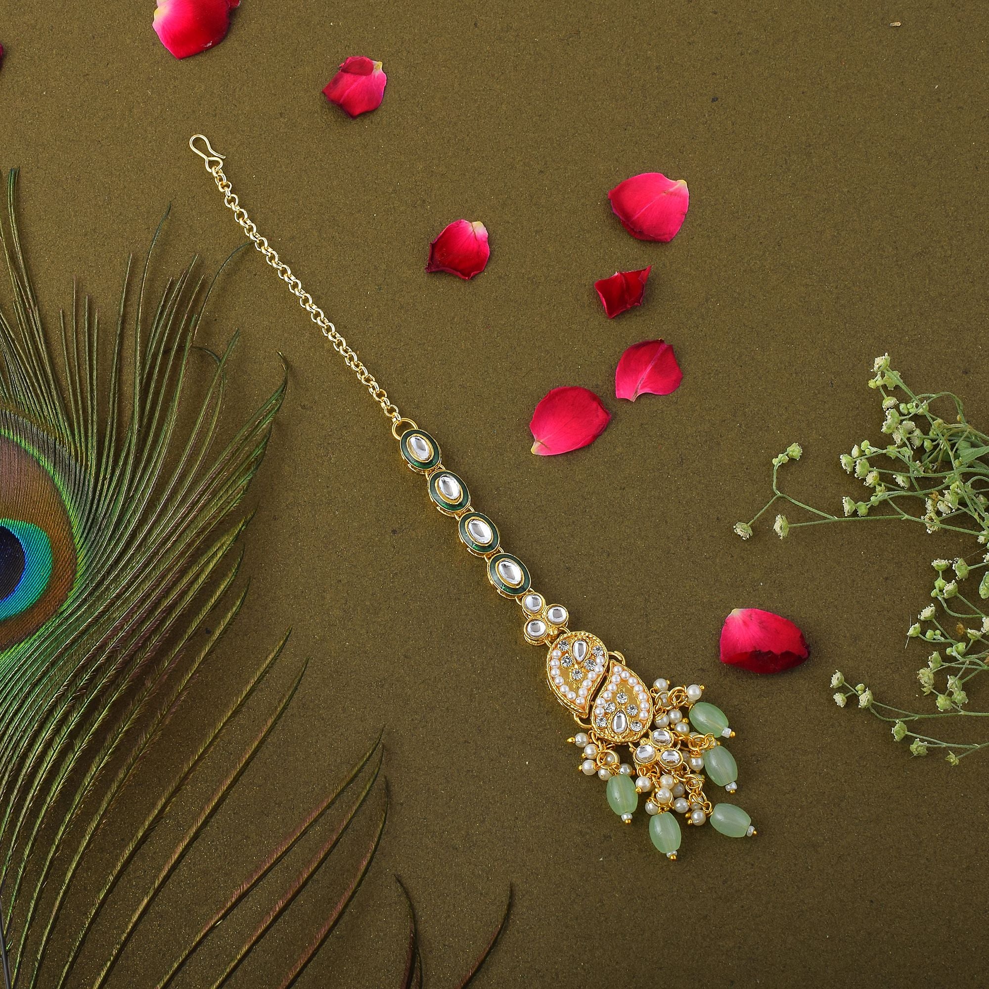 Kundan Maang Tikka - gold| mint