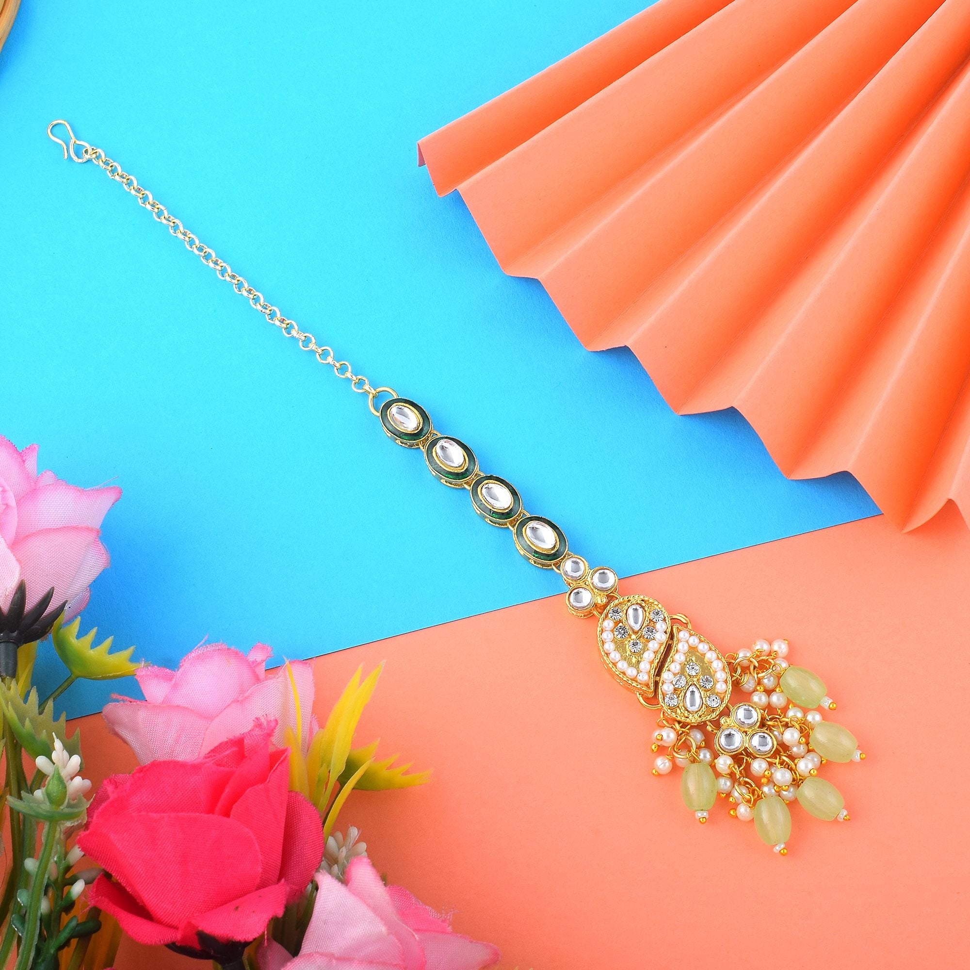 Kundan Maang Tikka - gold| mint