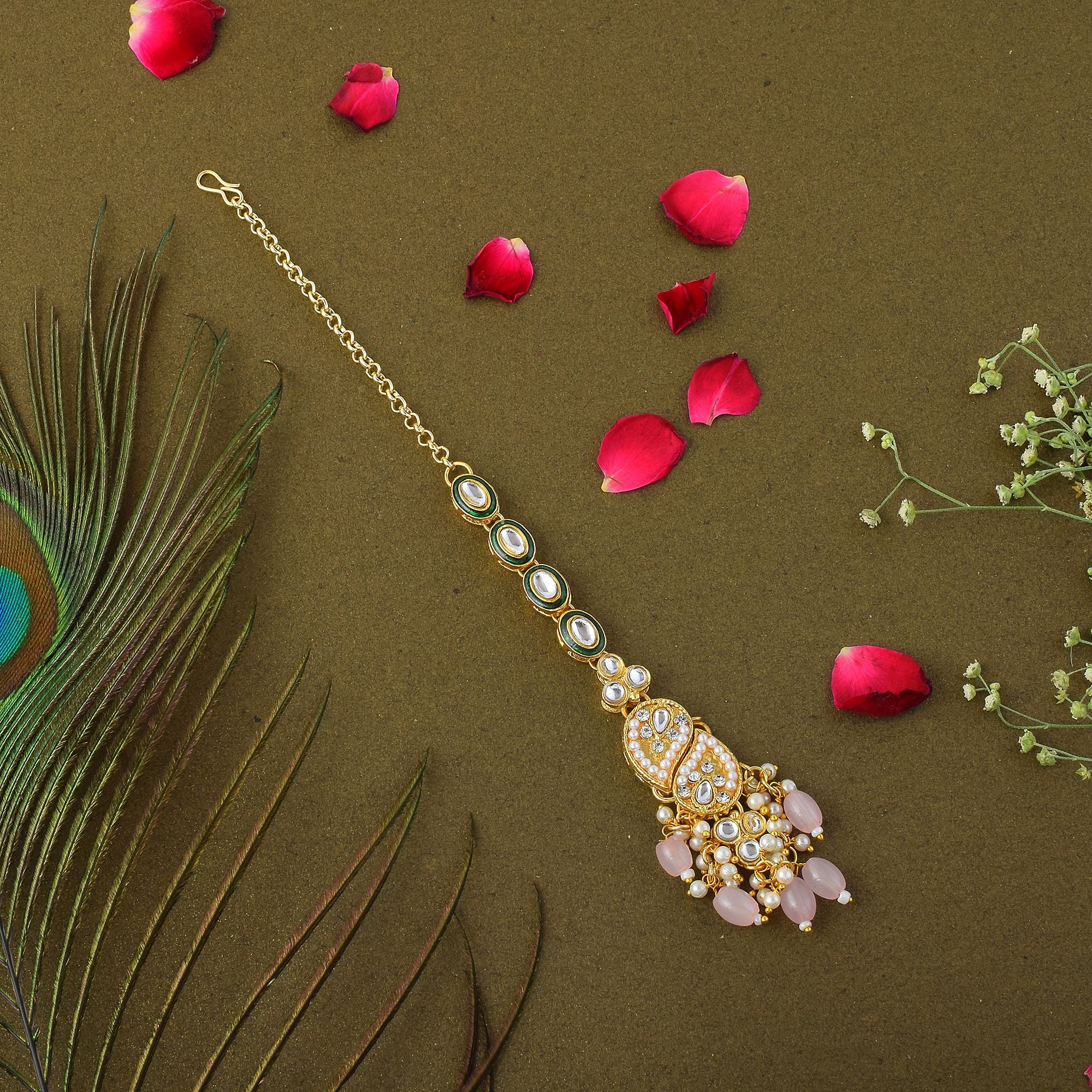Kundan Maang Tikka - gold| rosa