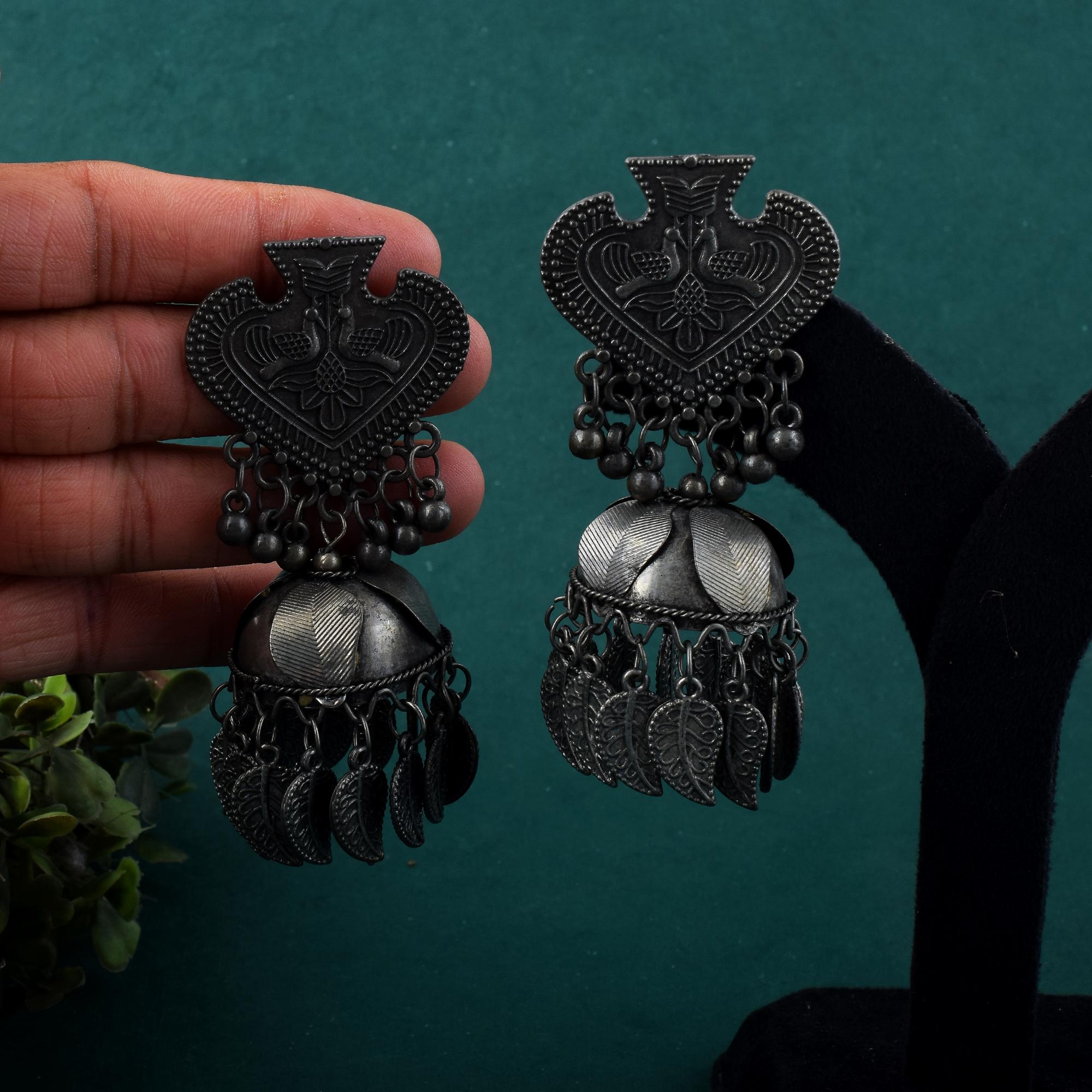 Oxidierte Ohrringe - | silber oxidiert | oversize