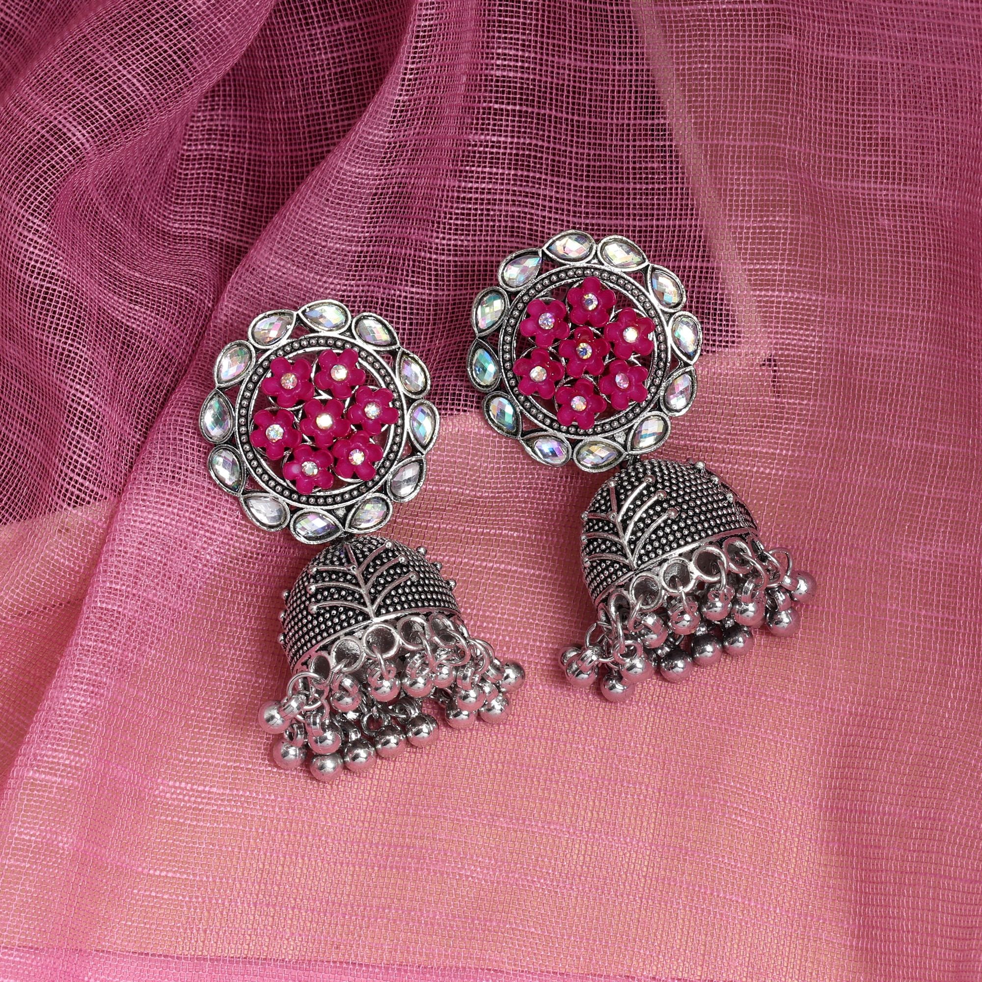 Oxidierte Ohrringe - | silber oxidiert | magenta