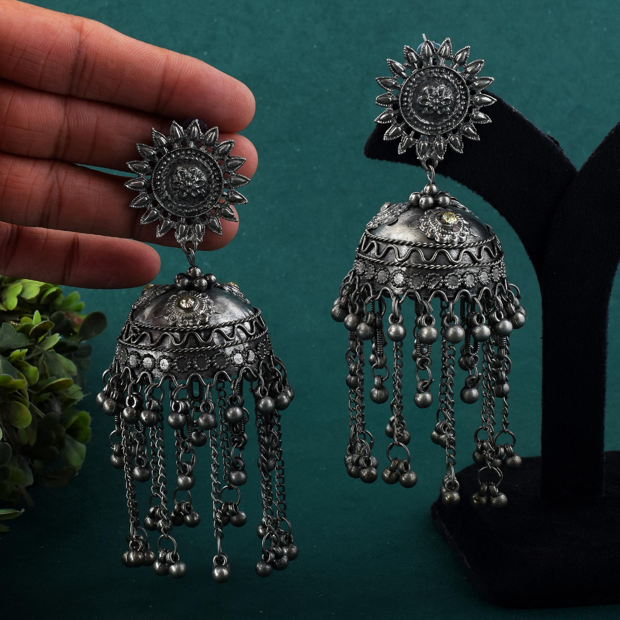 Oxidierte Ohrringe - | silber oxidiert | oversize