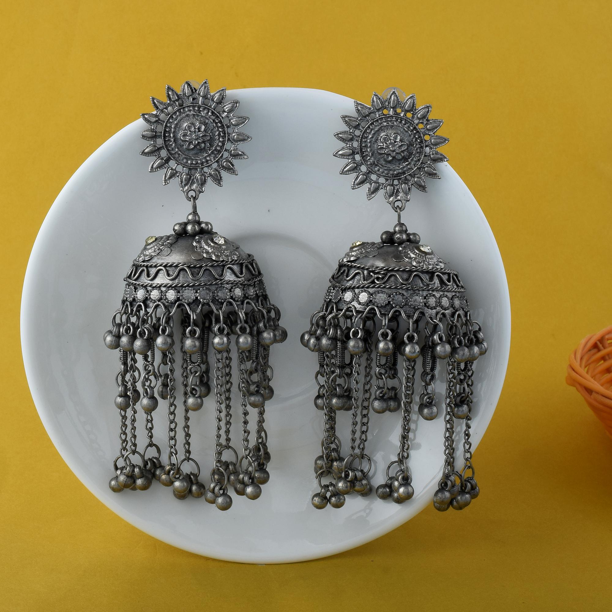 Oxidierte Ohrringe - | silber oxidiert | oversize