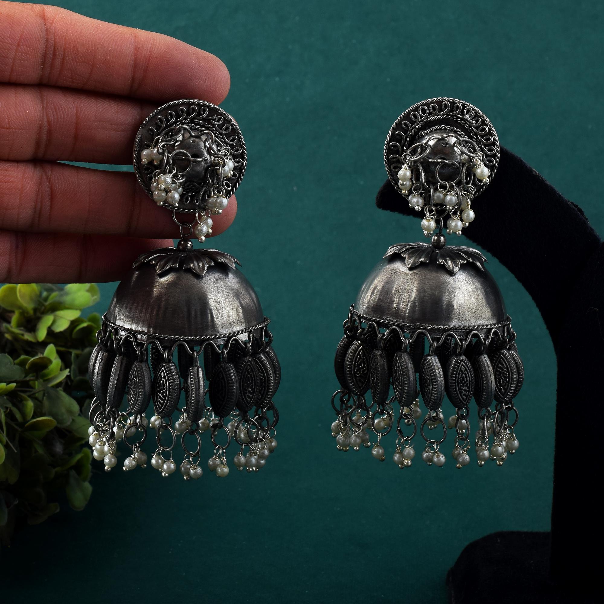 Oxidierte Ohrringe - | silber oxidiert | oversize