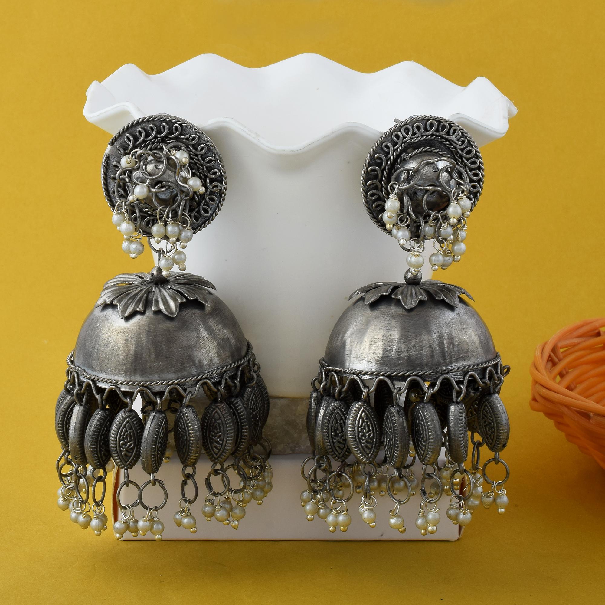 Oxidierte Ohrringe - | silber oxidiert | oversize