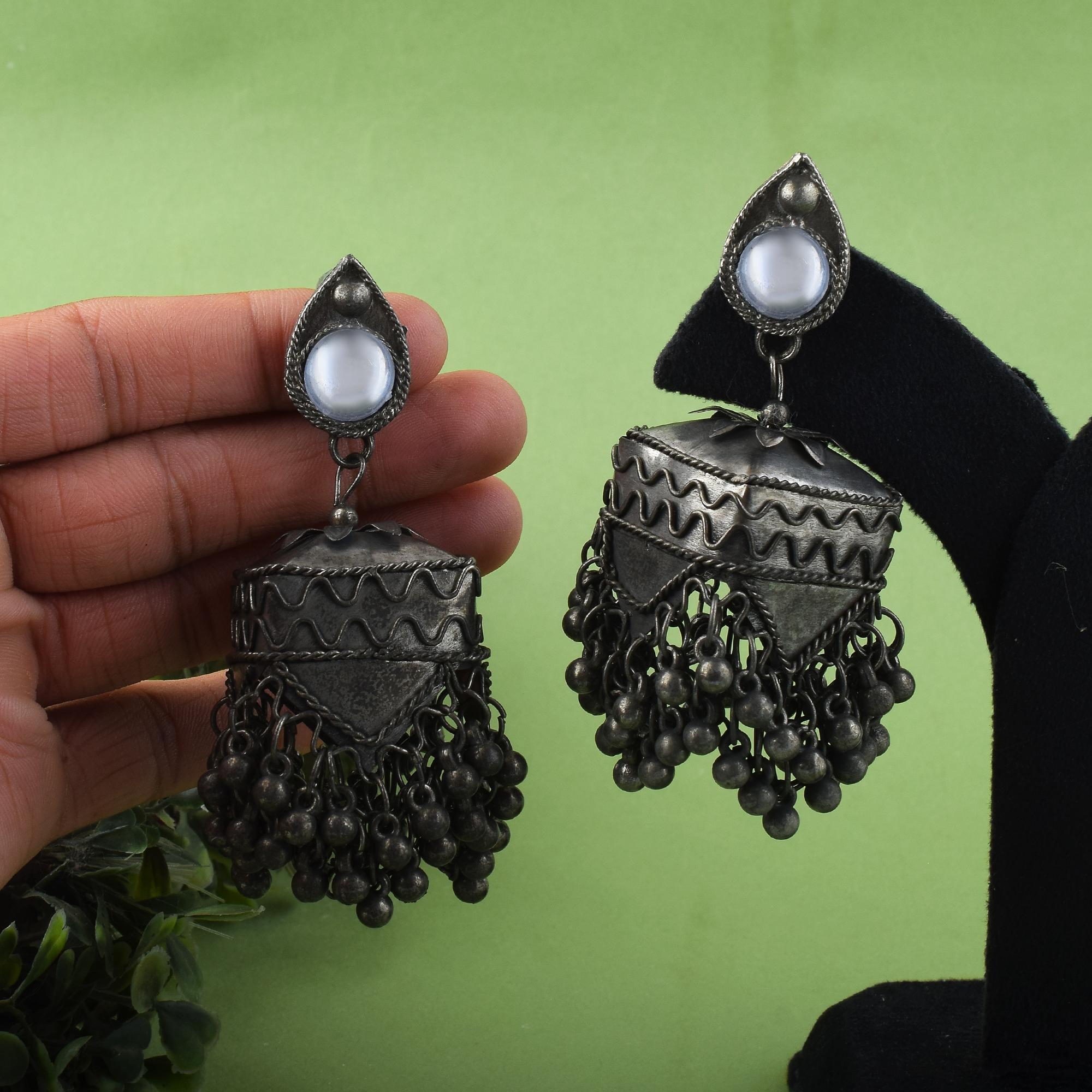 Oxidierte Ohrringe - | silber oxidiert | oversize