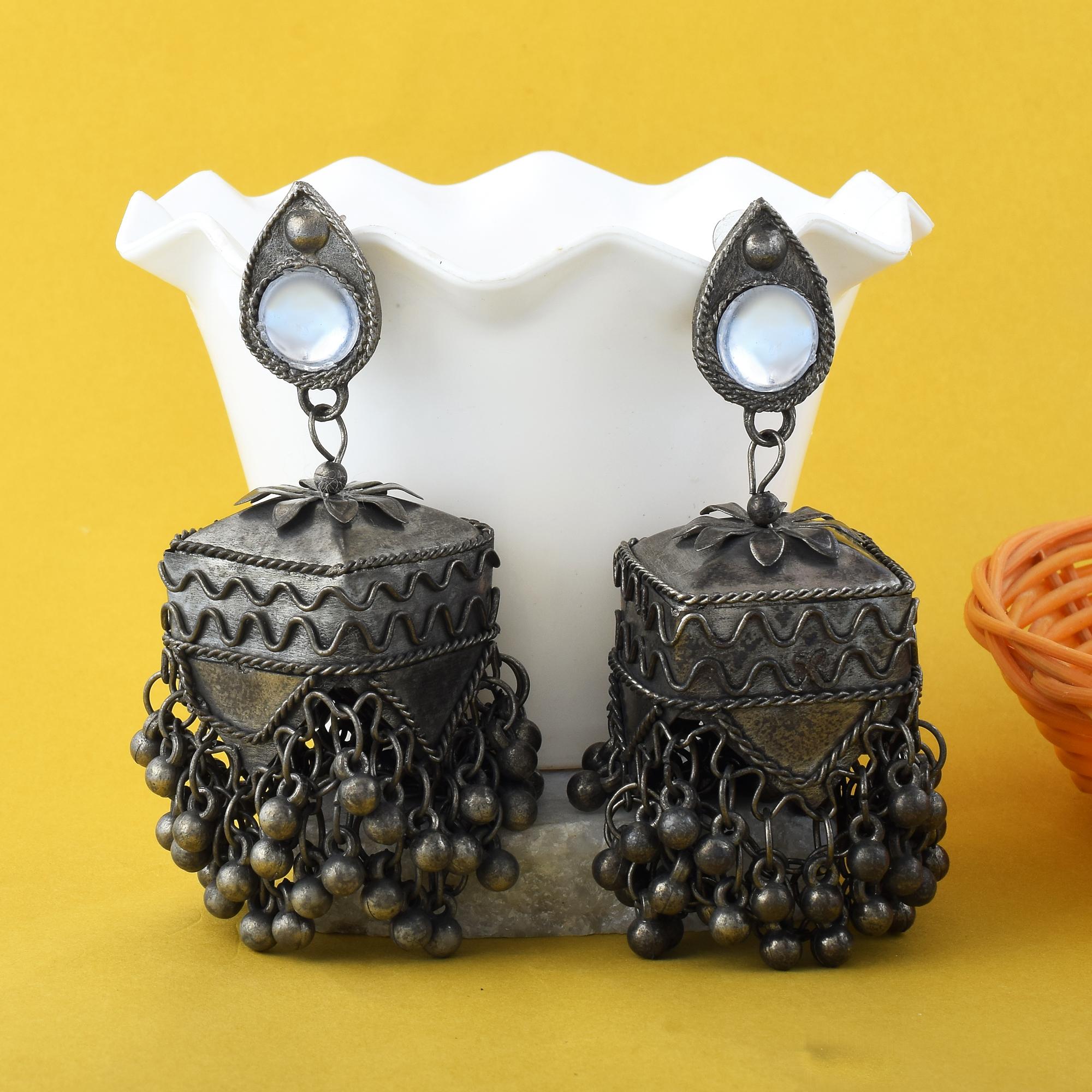Oxidierte Ohrringe - | silber oxidiert | oversize