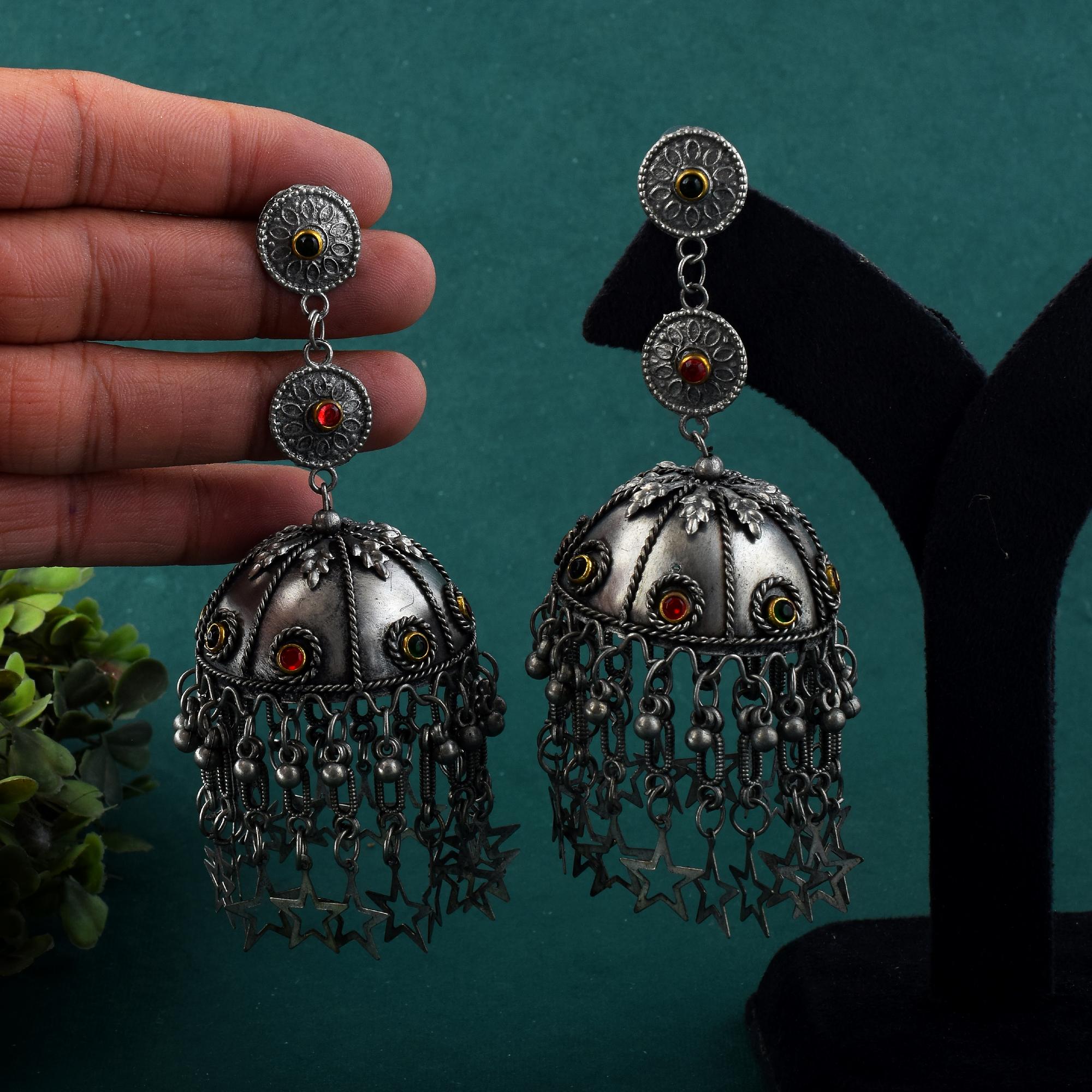 Oxidierte Ohrringe - | silber oxidiert | oversize