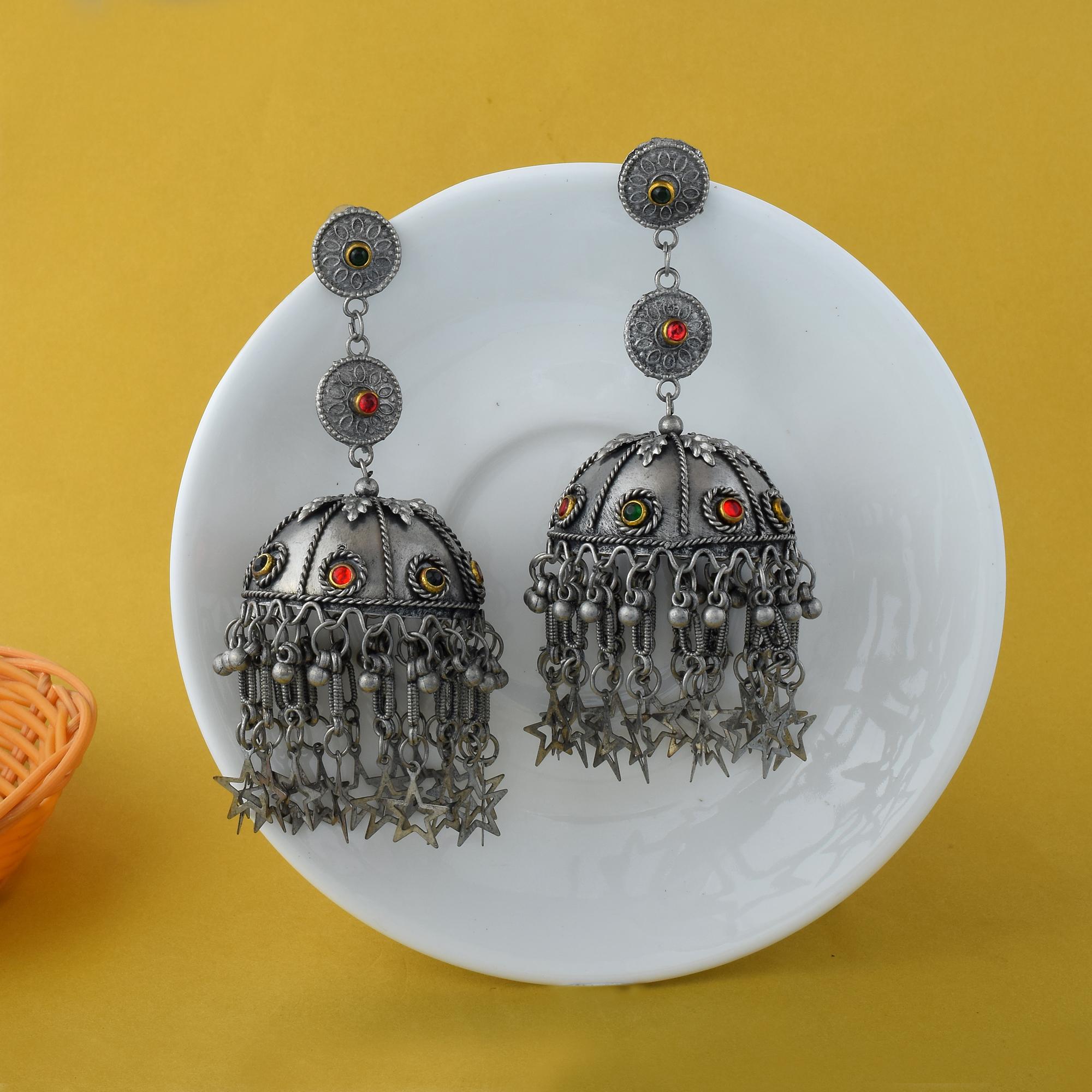 Oxidierte Ohrringe - | silber oxidiert | oversize