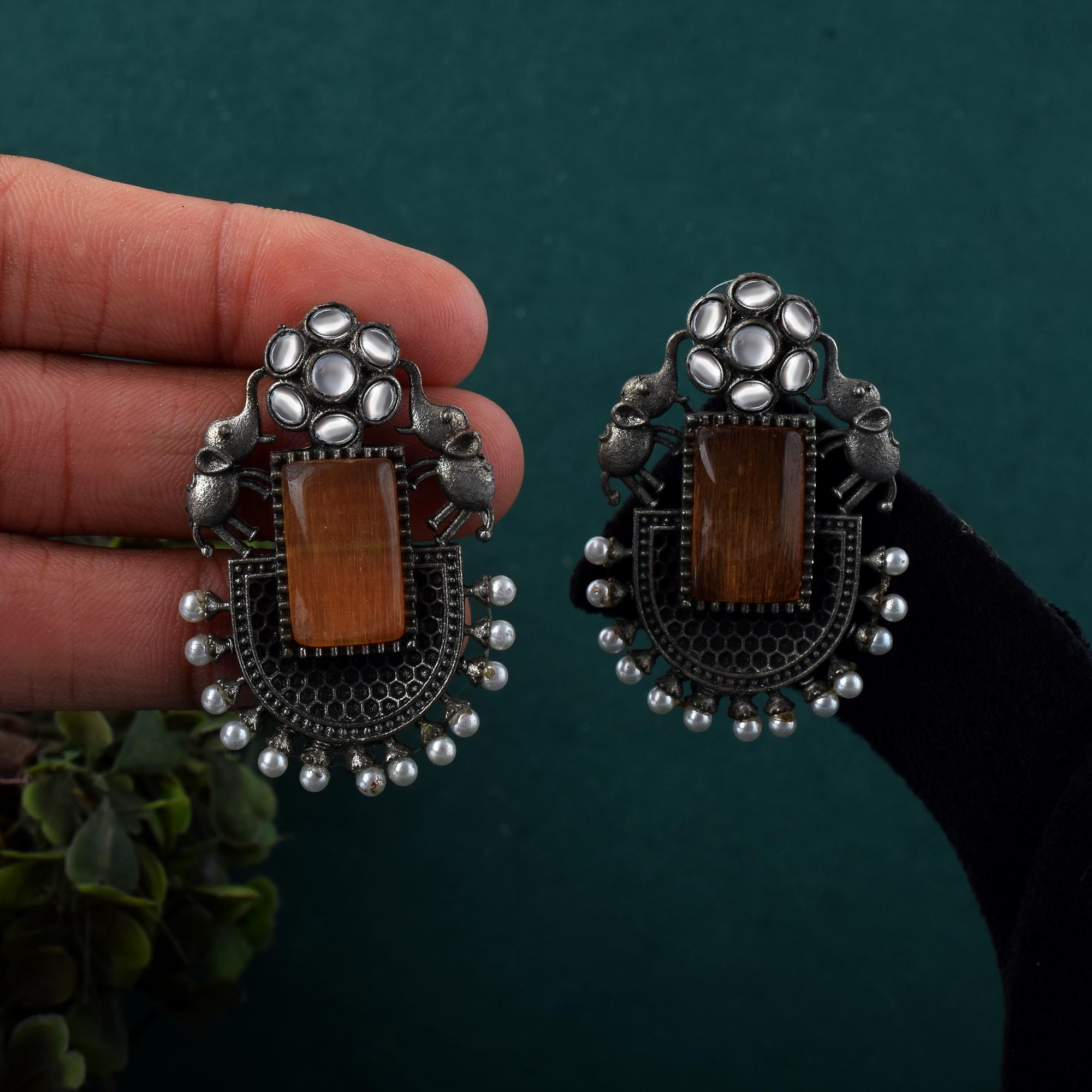 Oxidierte Ohrringe - | silber oxidiert