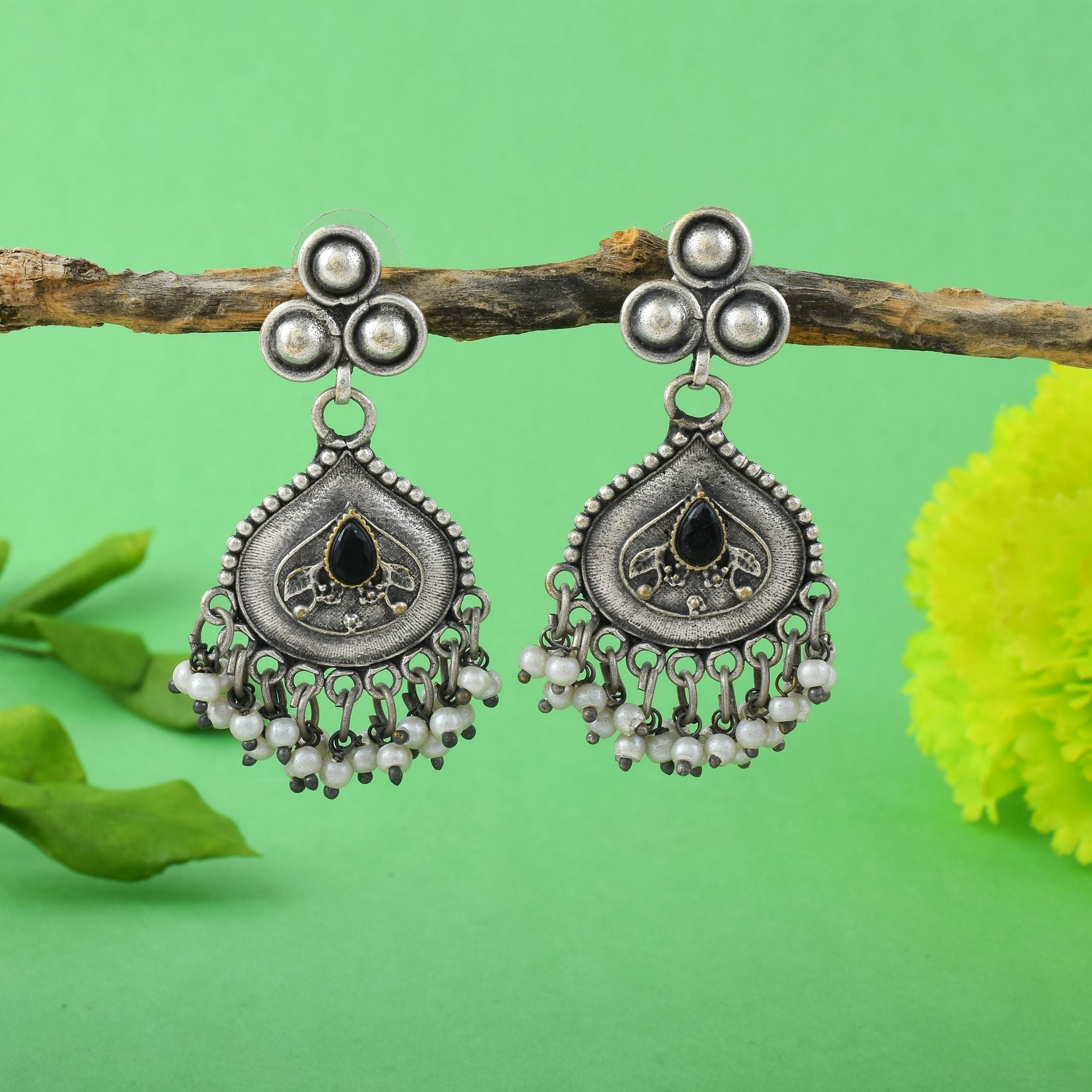 Oxidierte Ohrringe - | silber oxidiert
