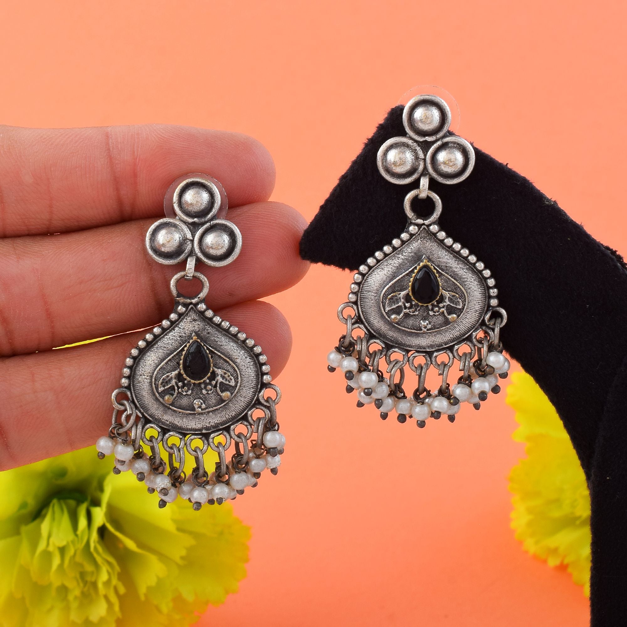 Oxidierte Ohrringe - | silber oxidiert