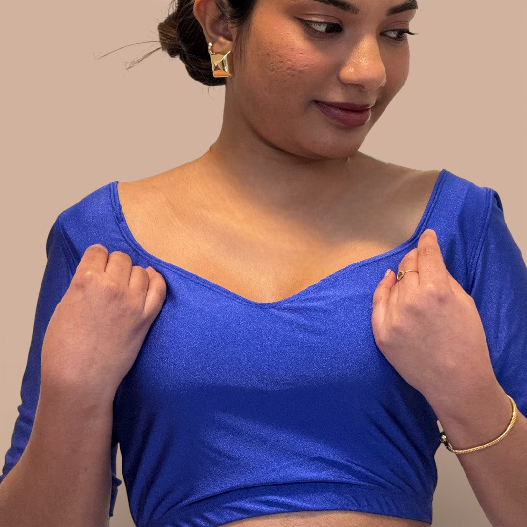 Ready-made saree blouse – sweetheart neckline – blue