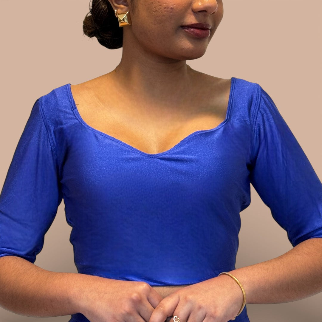Ready-made saree blouse – sweetheart neckline – blue