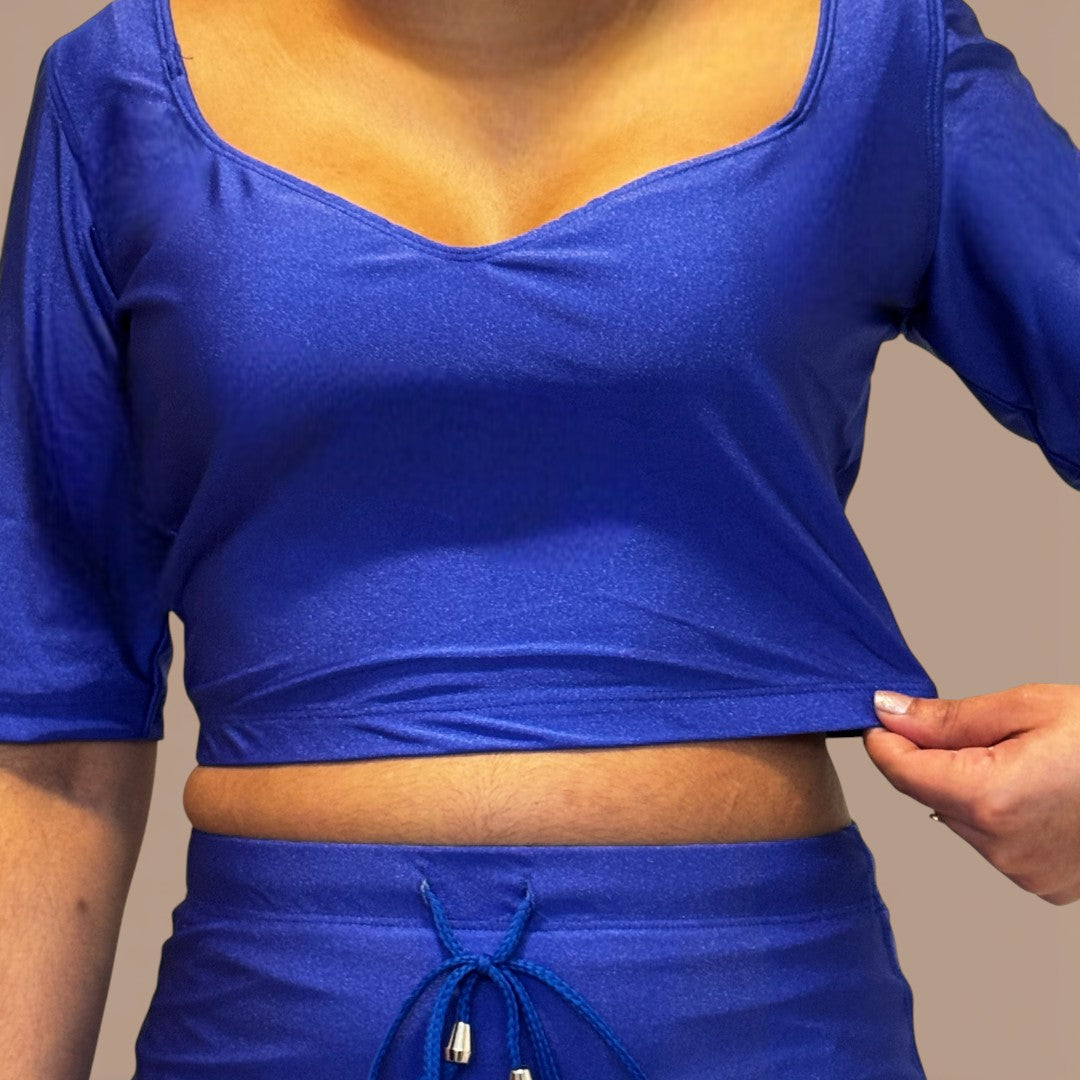 Ready-made saree blouse – sweetheart neckline – blue