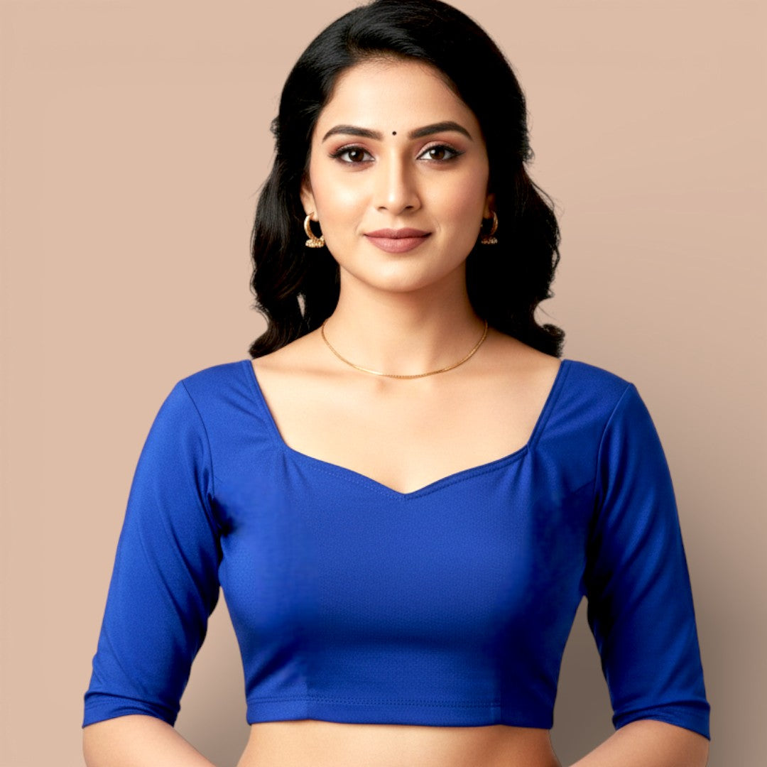 Ready-Made Saree Blusen – Herzausschnitt - Royal Blau