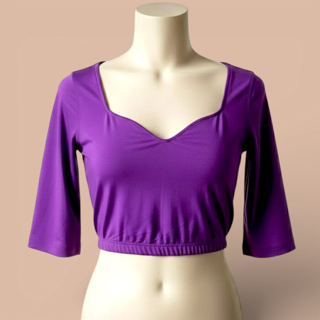 Ready-Made Saree Blusen – Herzausschnitt - lila