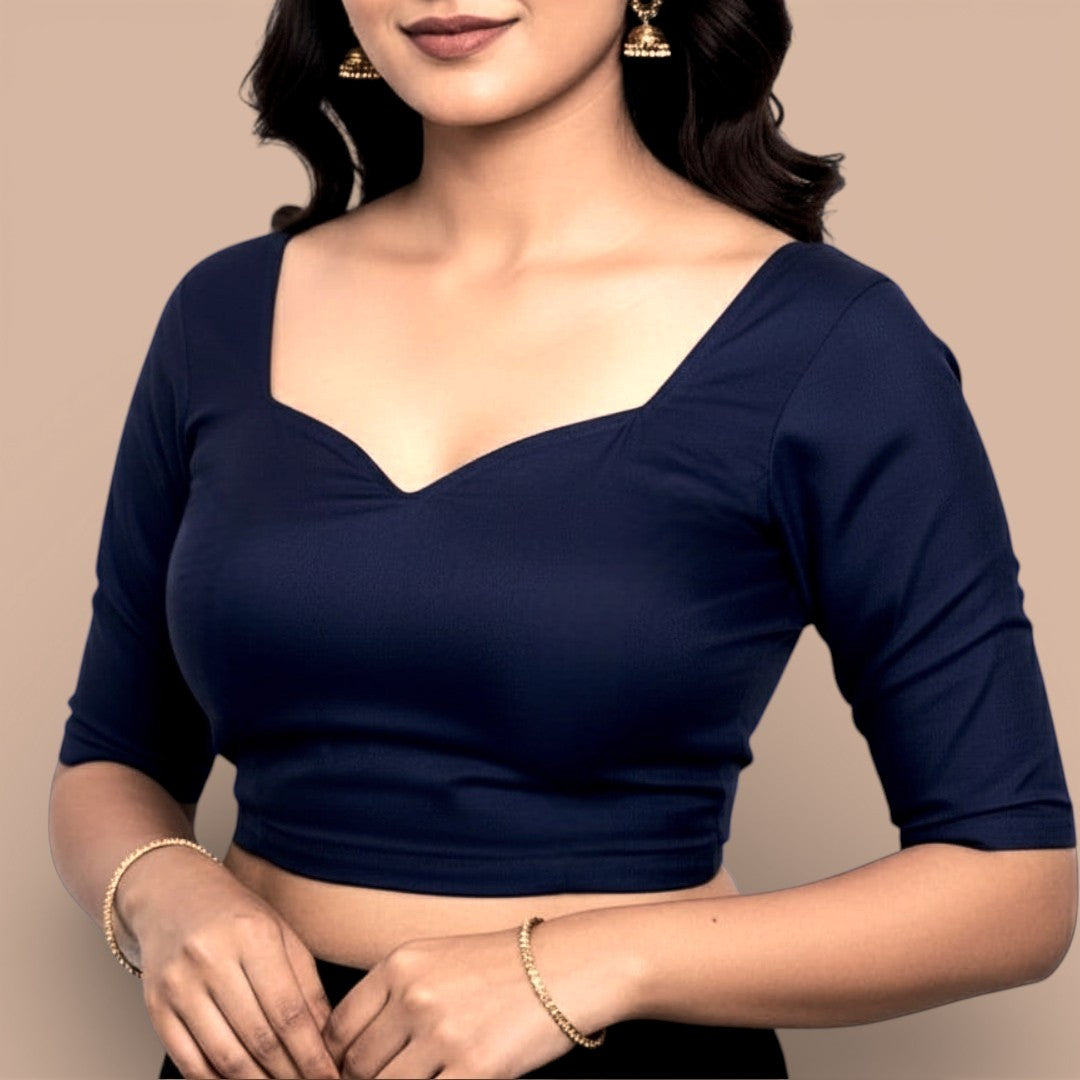 Alles-in-einem Saree Set  | Dunkel Blau – Space Silk Saree + Blouse + Shapewear