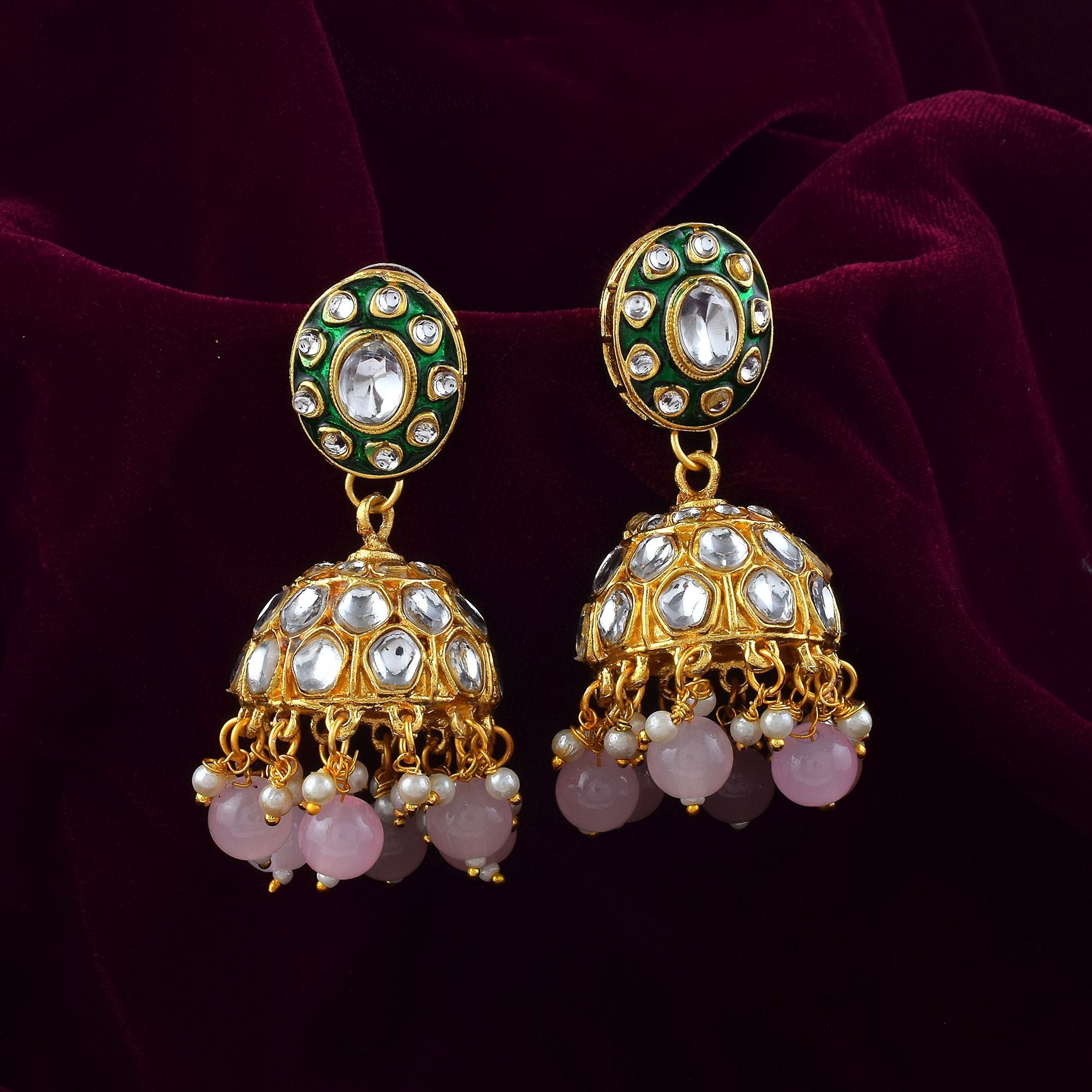Kundan Ohrringe - Jumkha | gold | rosa