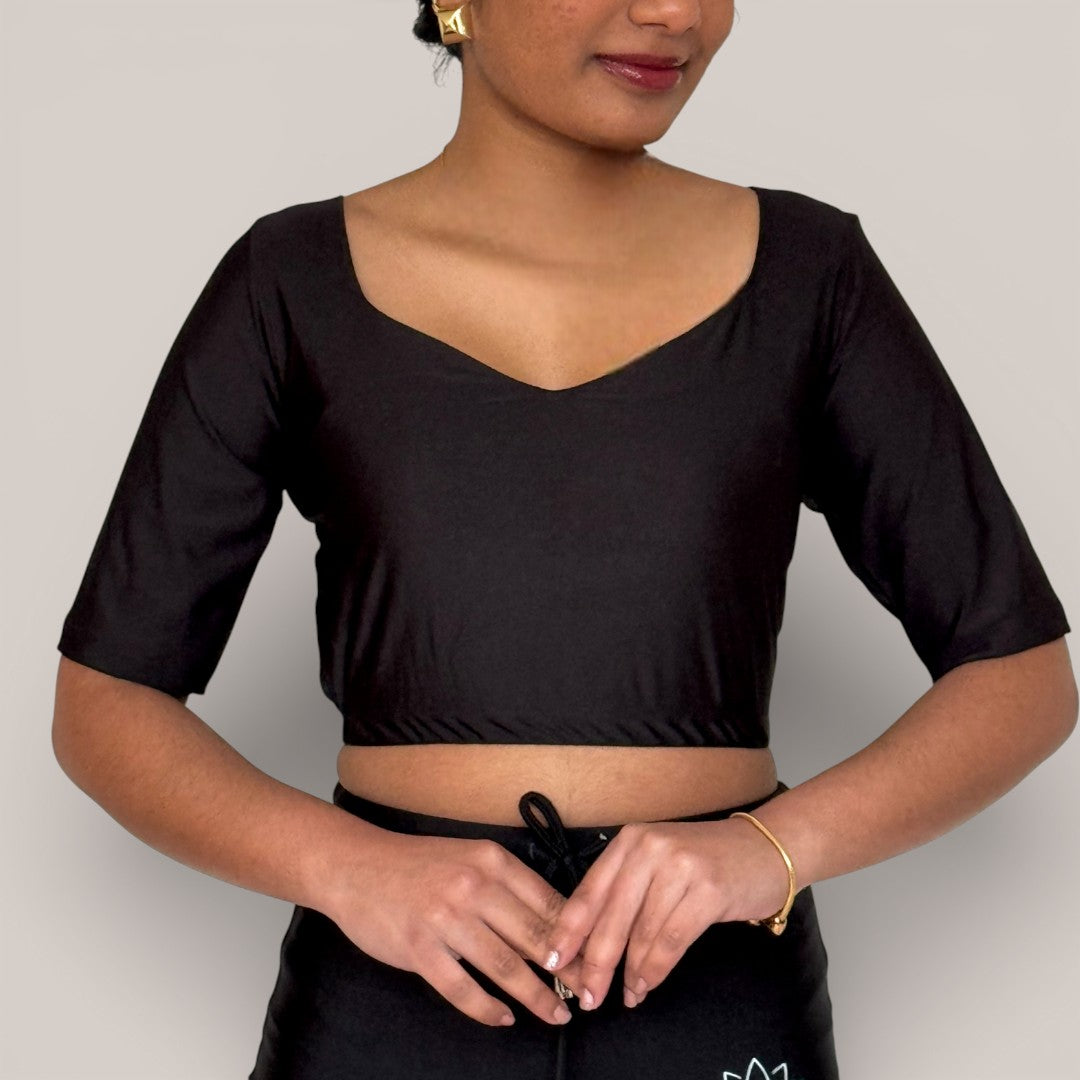 Ready-made saree blouse – sweetheart neckline – blue