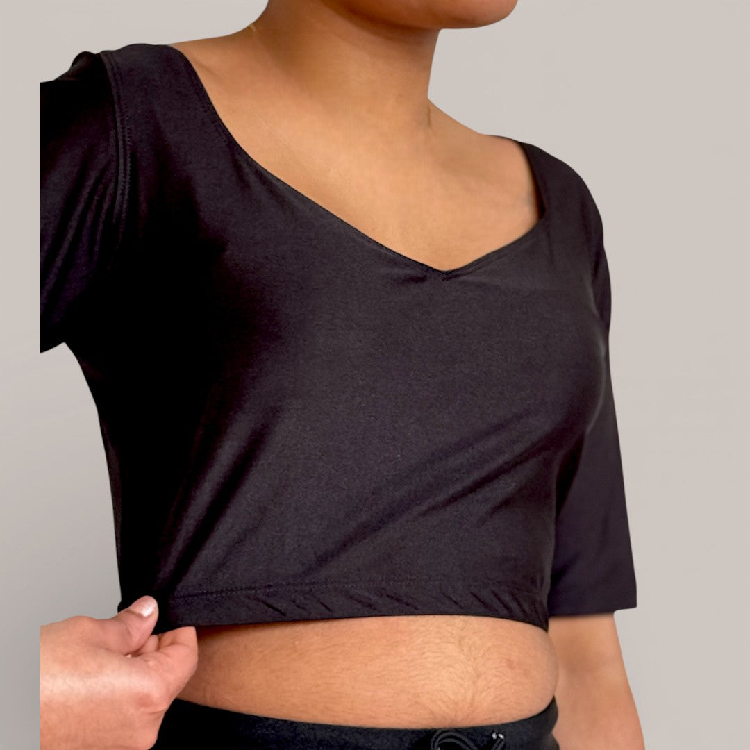 Ready-made saree blouse – sweetheart neckline – blue