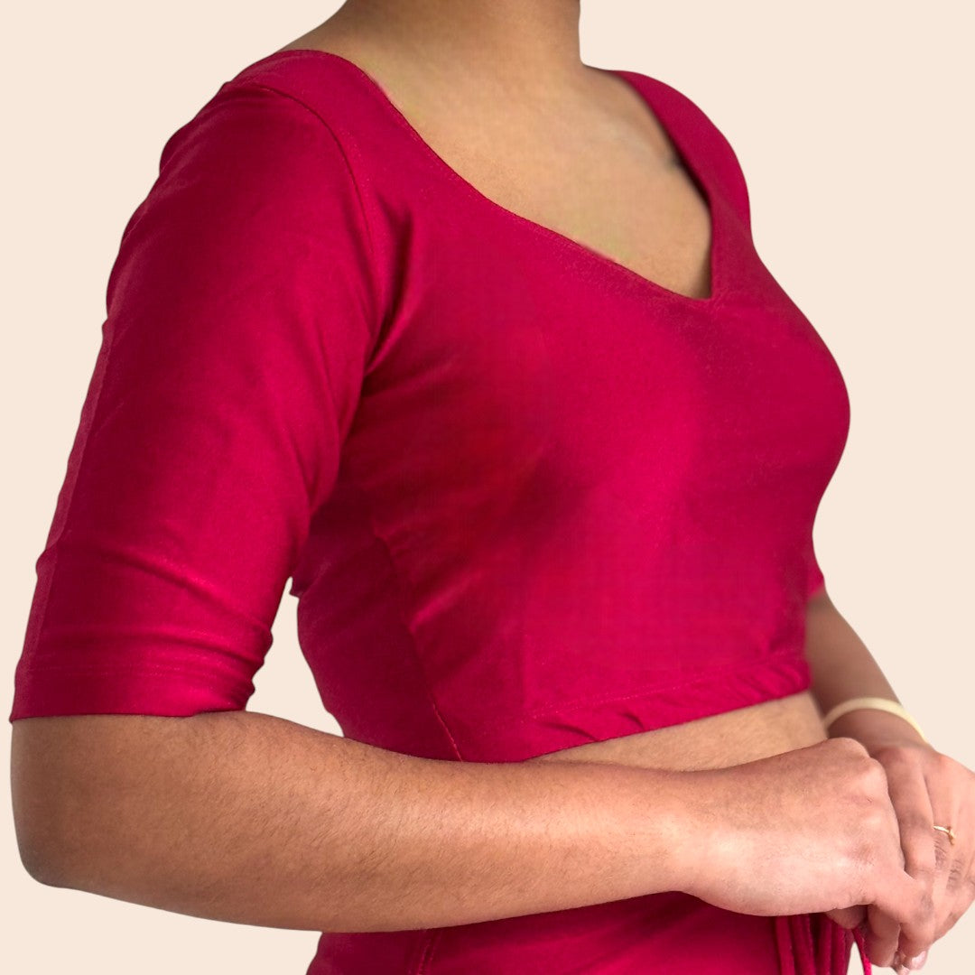 Ready-Made Saree Blusen – Herzausschnitt - Magenta