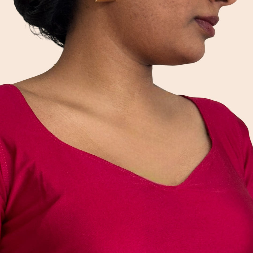 Ready-Made Saree Blusen – Herzausschnitt - Magenta